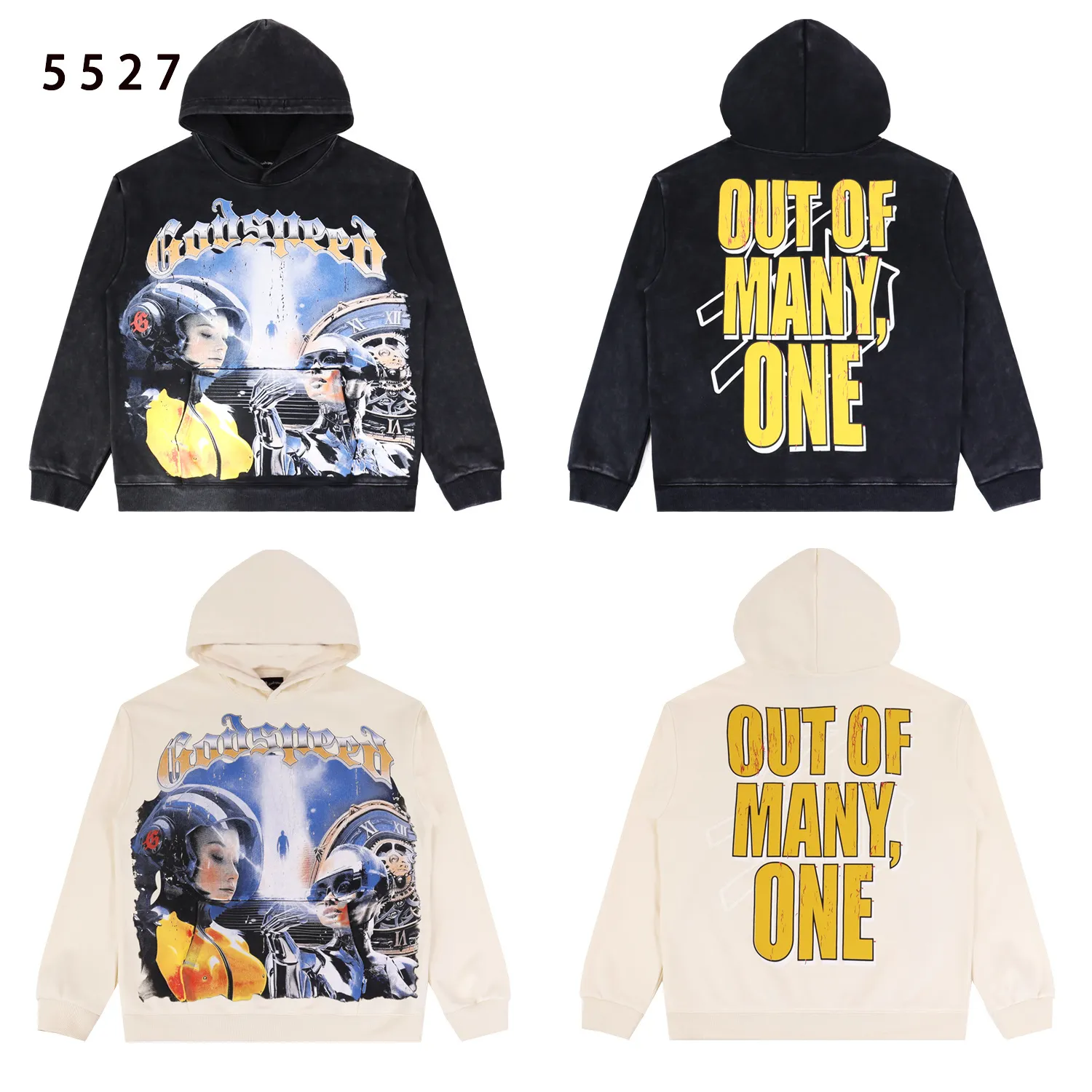 Godspeed Graphic Print Washed Hoodie D12812239