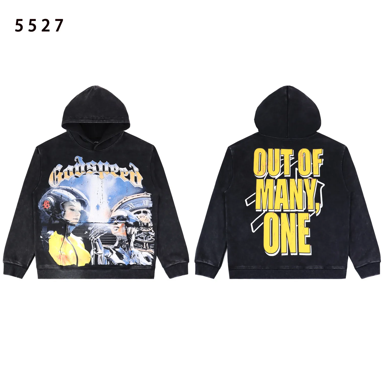 Godspeed Graphic Print Washed Hoodie D12812239 — view 2