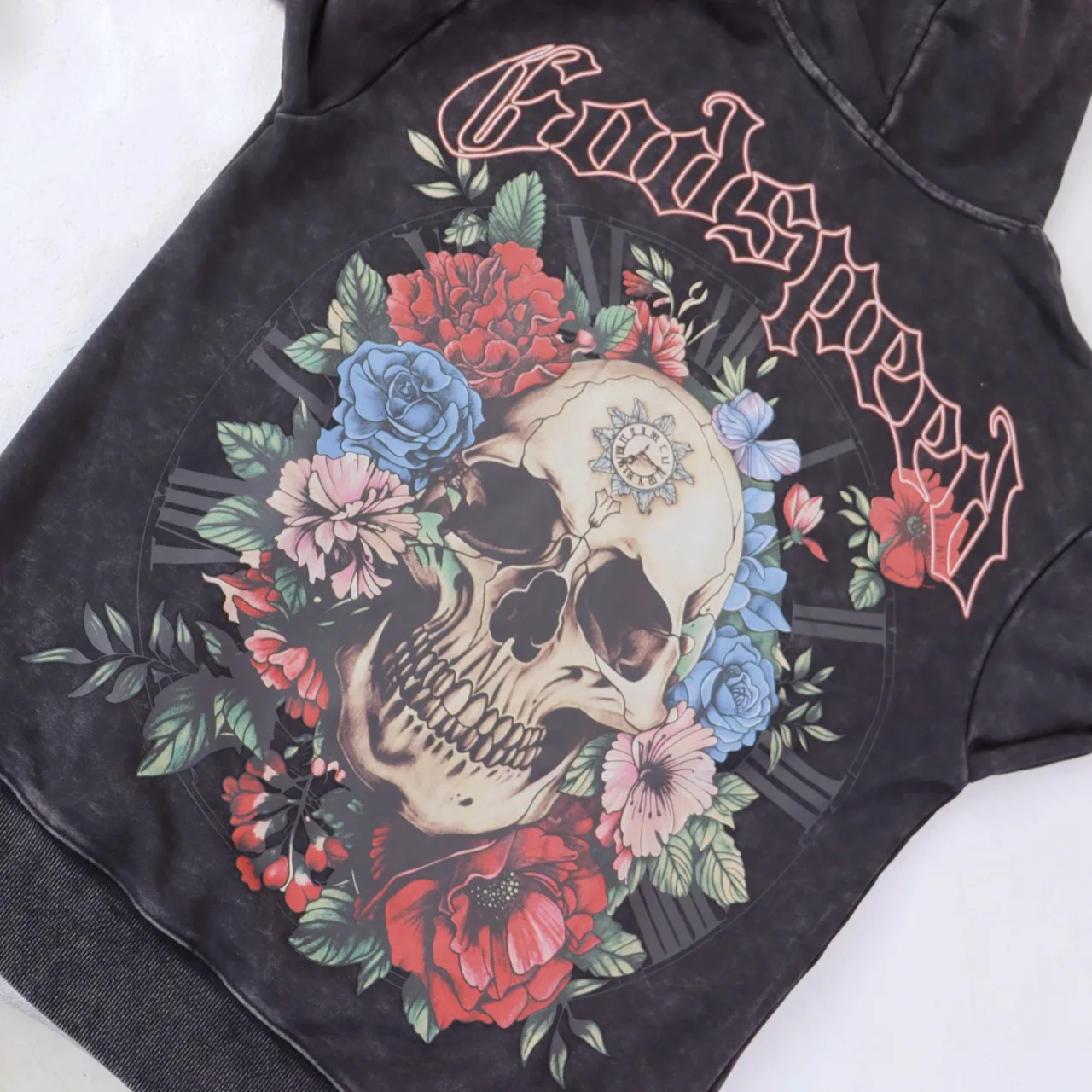 Skull and Rose Graphic Washed Hoodie D12812238 — view 6