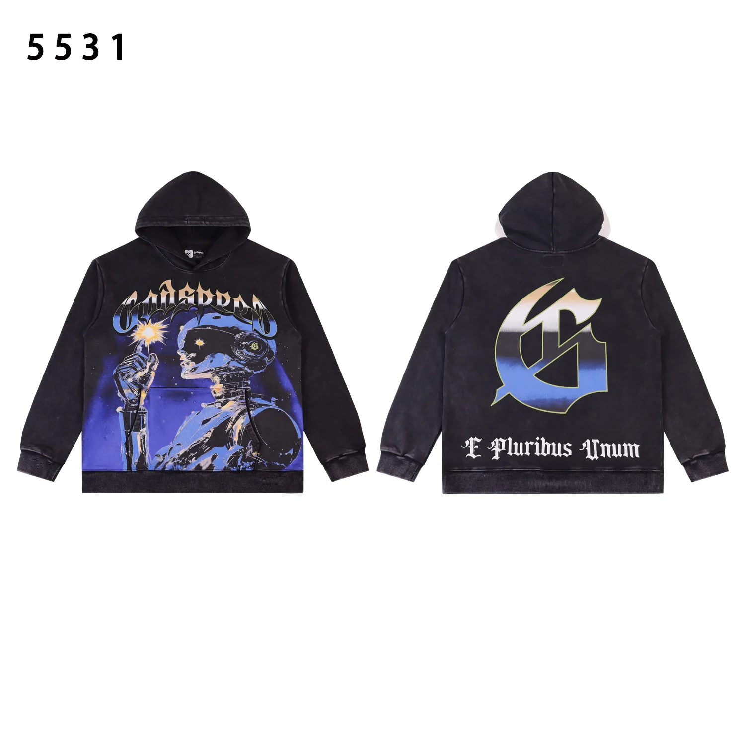 Godspeed Graphic Print Washed Cotton Hoodie D12812243 — view 3