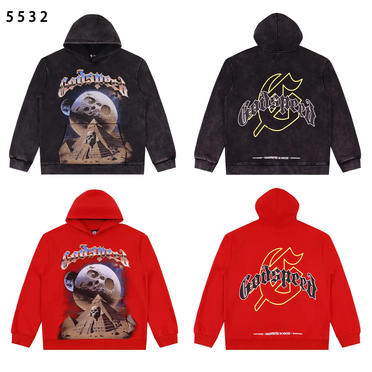 Godspeed Graphic Print Washed Cotton Hoodie D12812245