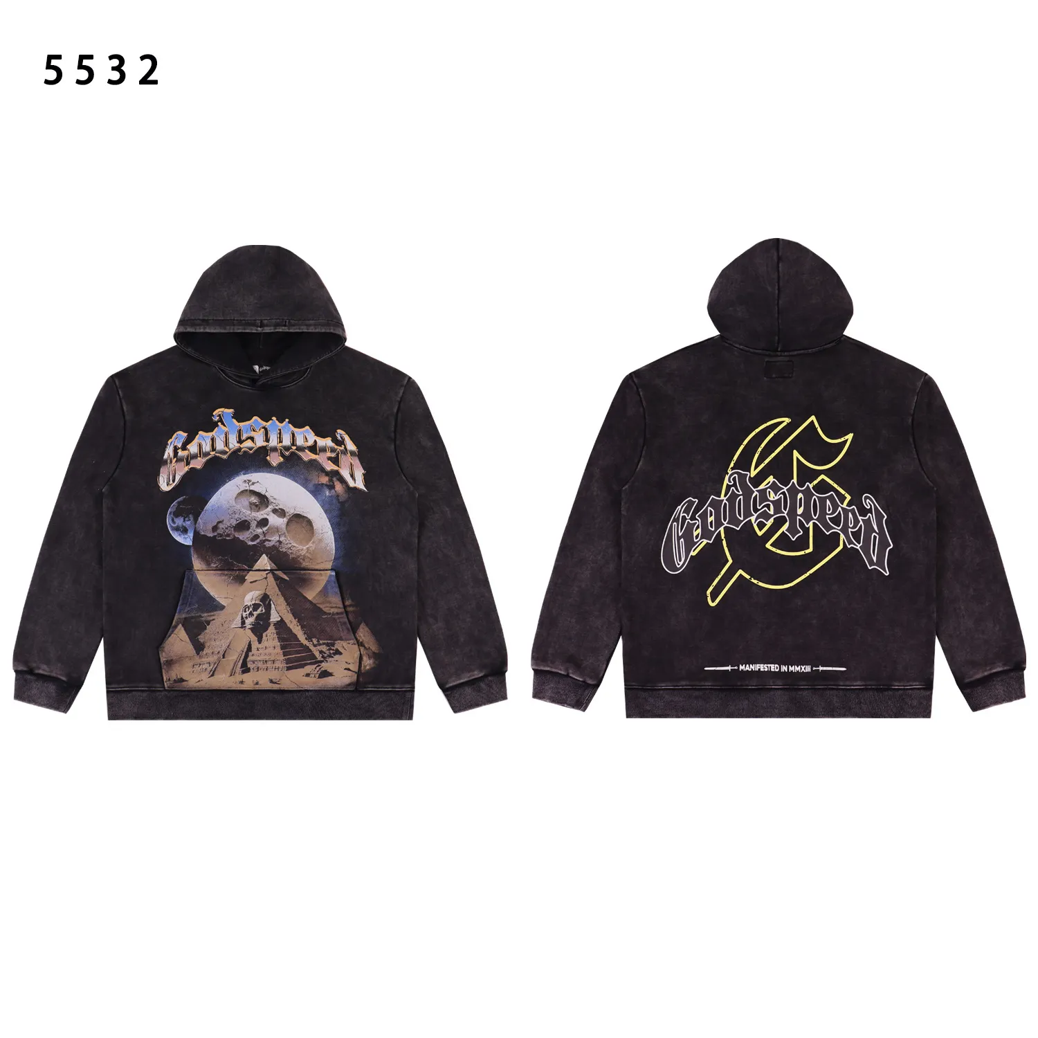 Godspeed Graphic Print Washed Cotton Hoodie D12812245 — view 3
