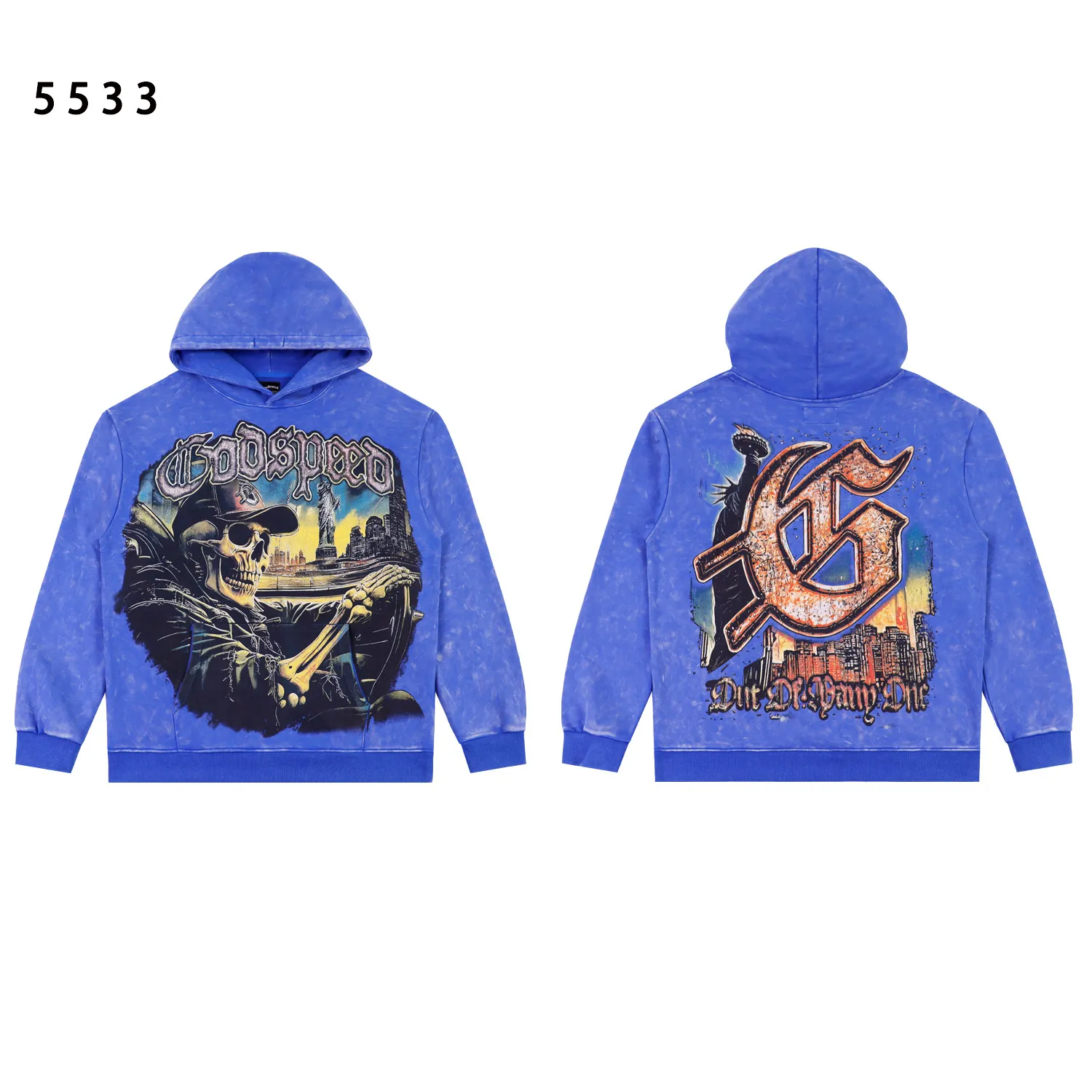 Godspeed Graphic Print Acid-Wash Hoodie D12812240 — view 2