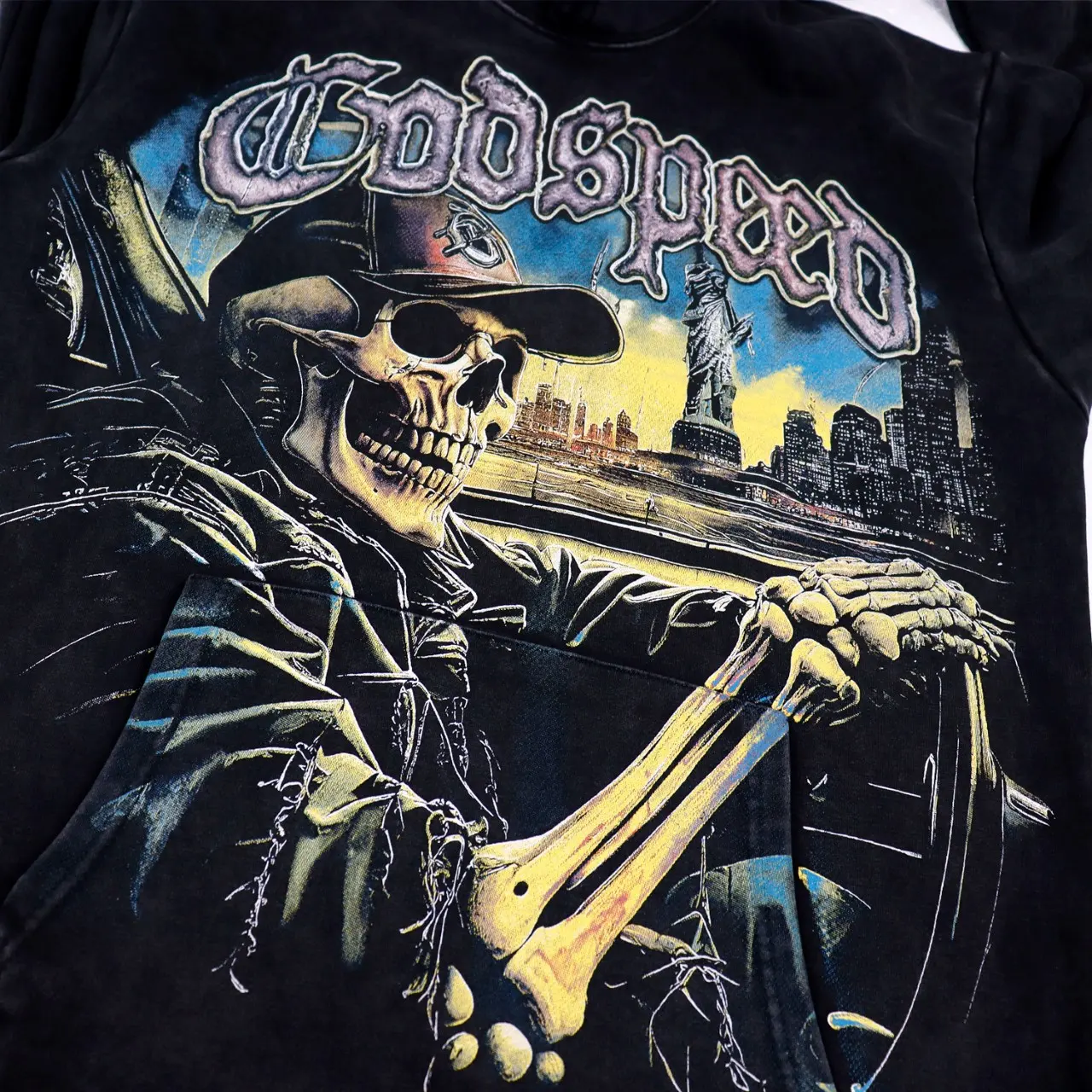 Godspeed Graphic Print Acid-Wash Hoodie D12812240 — view 5