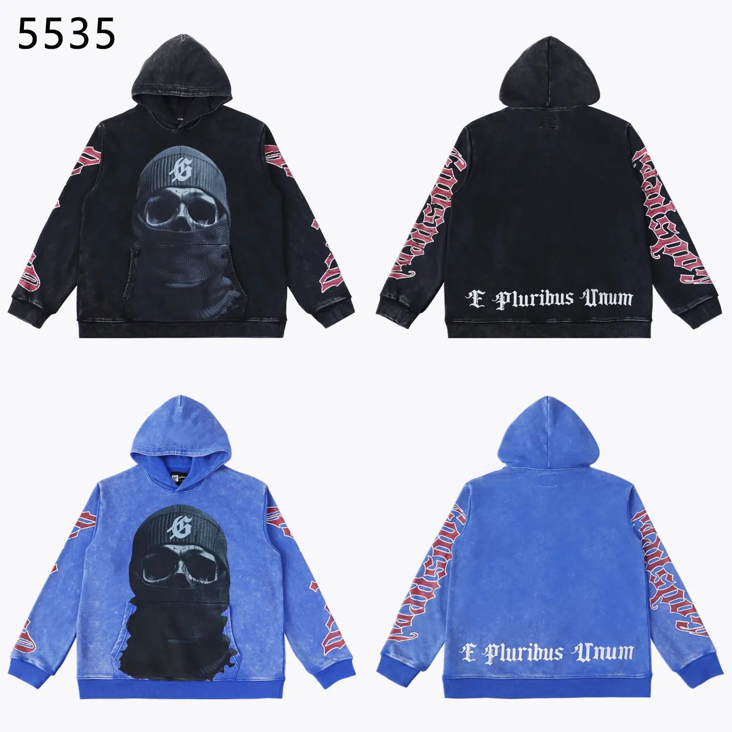 Graphic Print Washed Cotton Hoodie D12812246