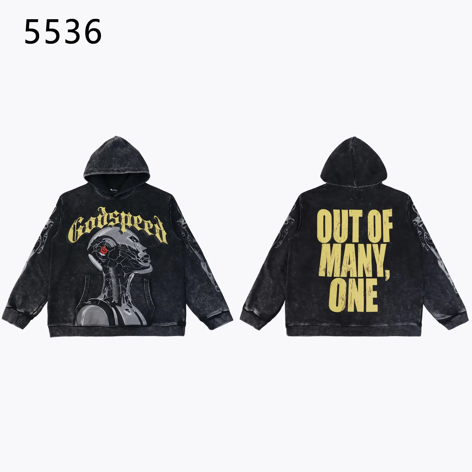 Godspeed Graphic Print Washed Cotton Hoodie D12812214 — view 2