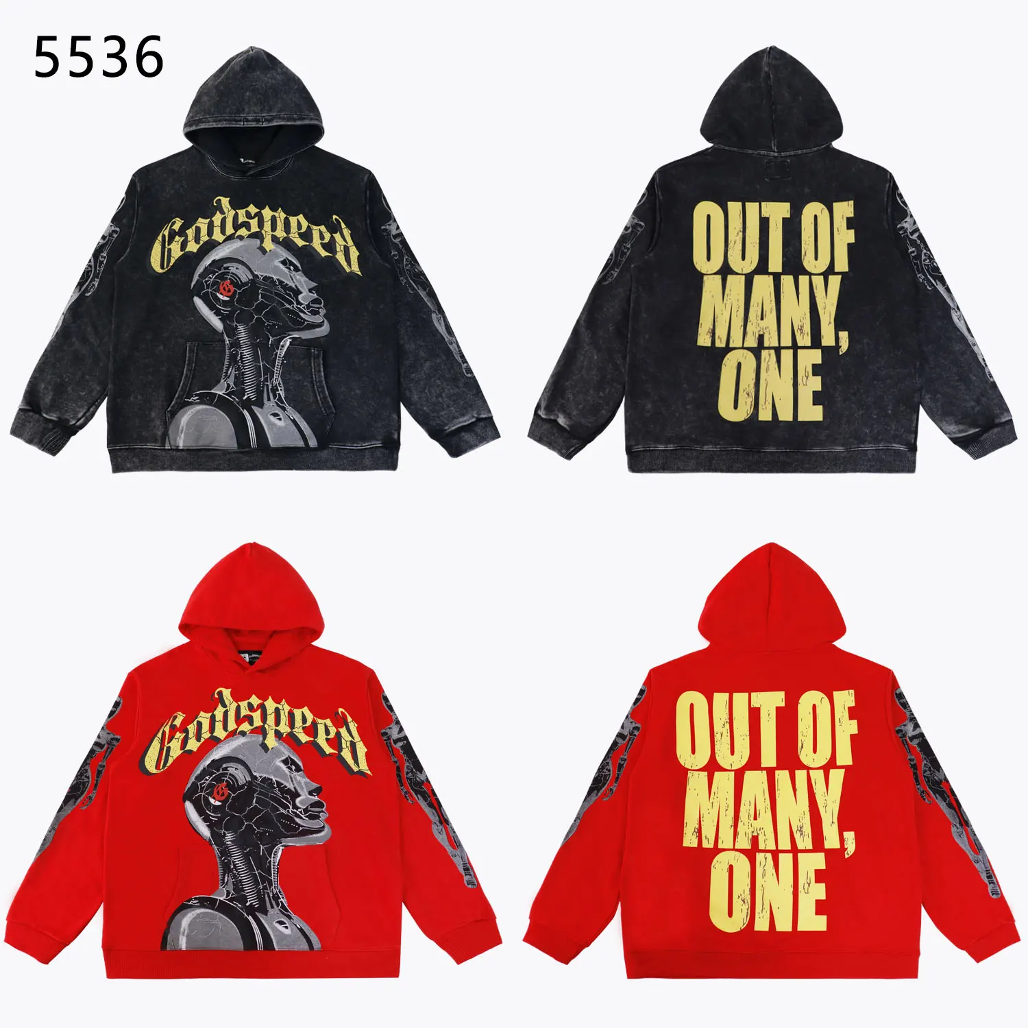 Godspeed Graphic Print Washed Cotton Hoodie D12812214 — view 3