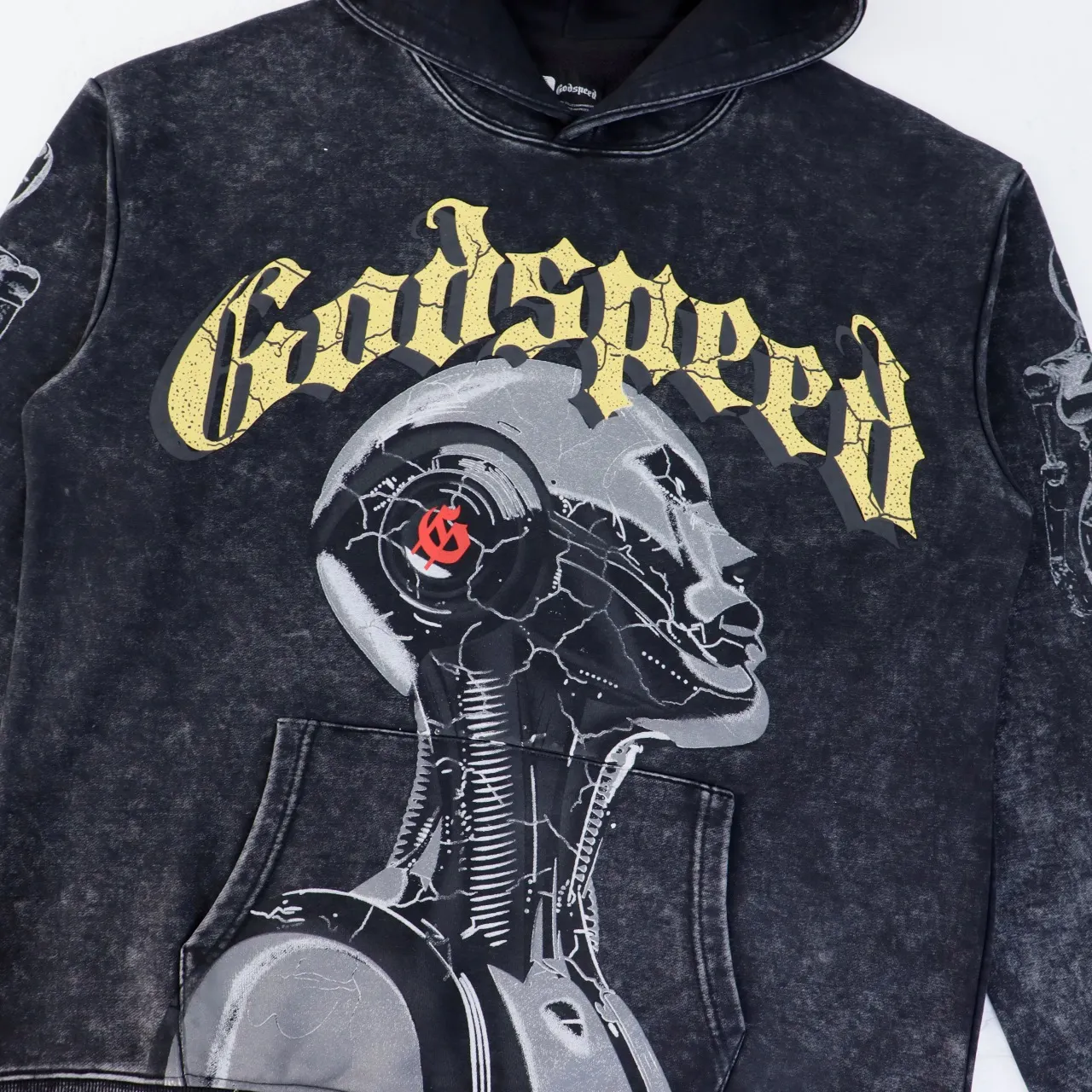 Godspeed Graphic Print Washed Cotton Hoodie D12812214 — view 4
