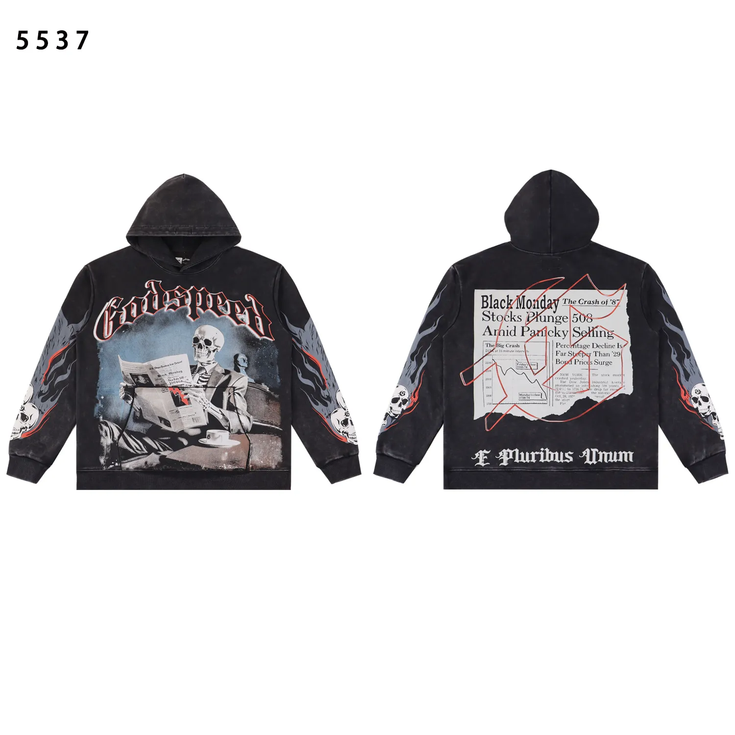Godspeed Graphic Print Washed Hoodie D12812247 — view 2