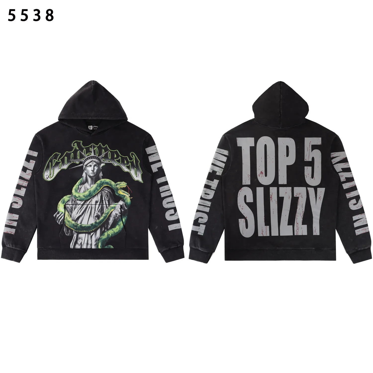 Graphic Print Washed Cotton Hoodie D12812248 — view 3