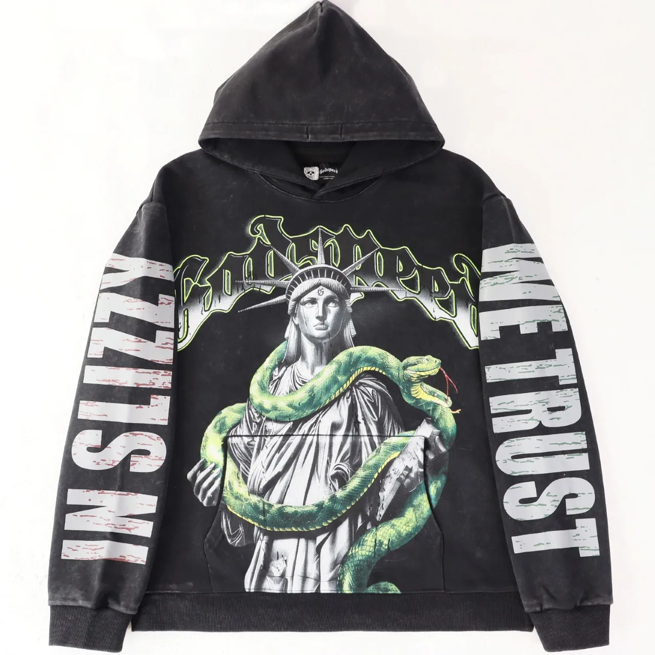Graphic Print Washed Cotton Hoodie D12812248 — view 4