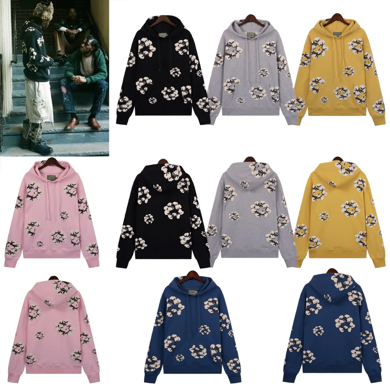 Floral Print Fleece Hoodie D12812275