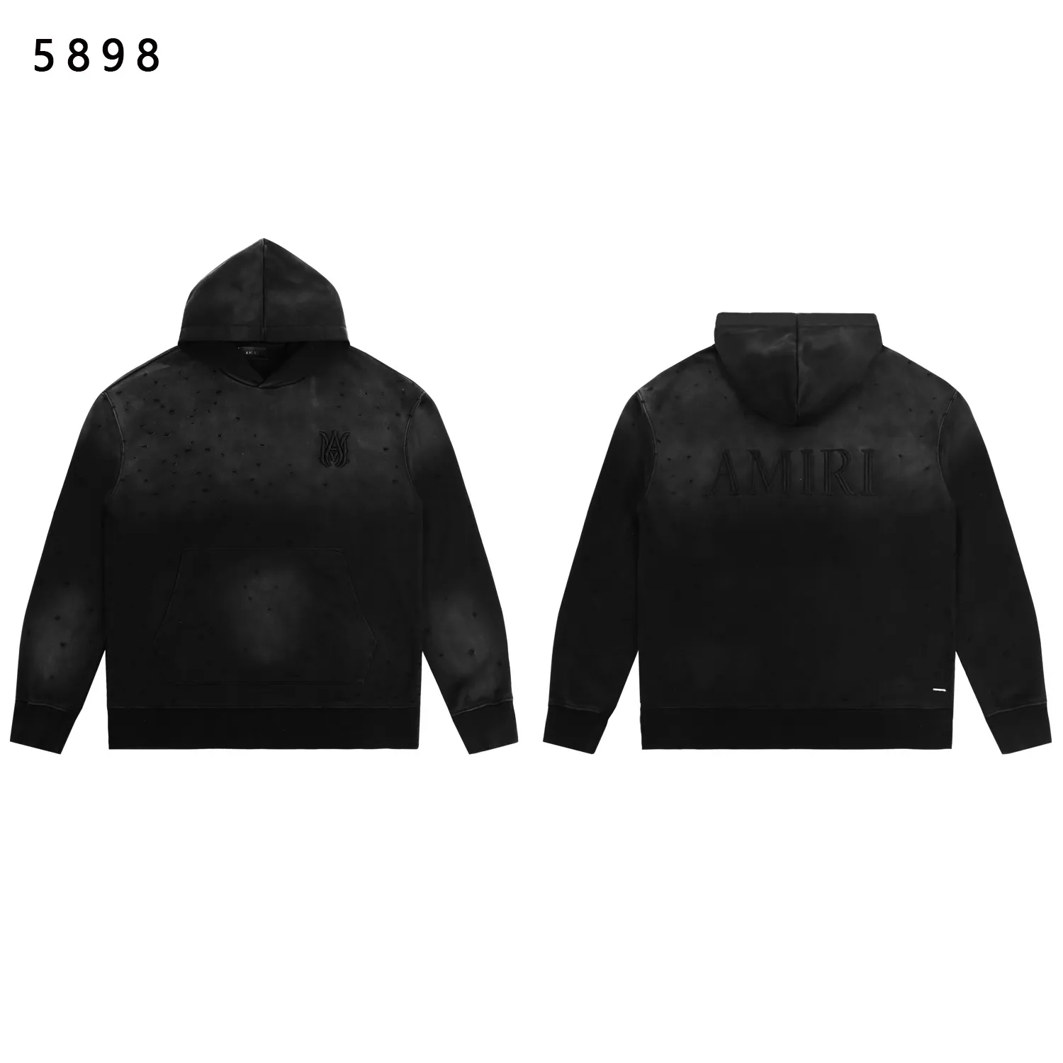 Distressed Logo-Embroidered Cotton Hoodie D13812234 — view 4