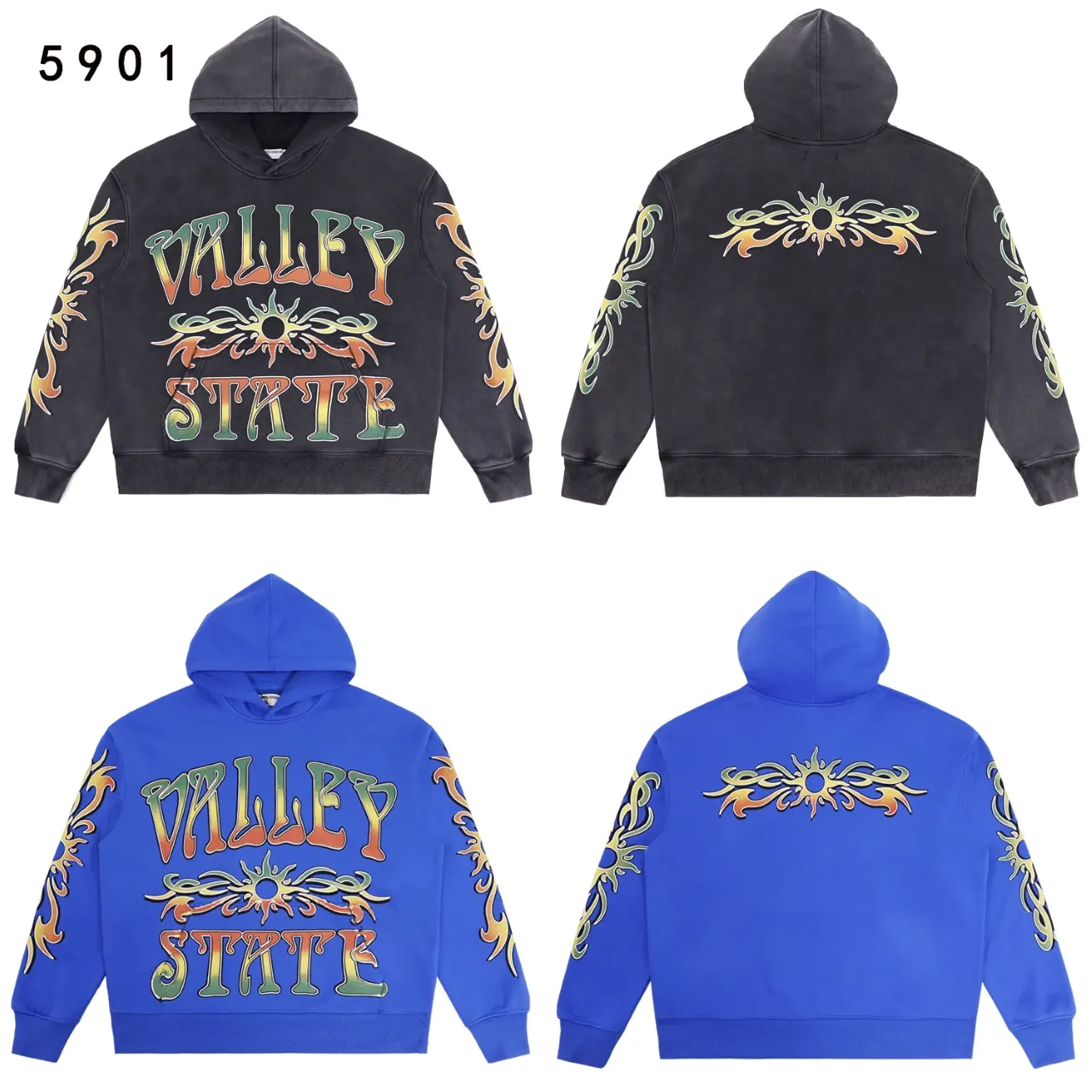 Valley State Graphic Print Washed Hoodie D13512278