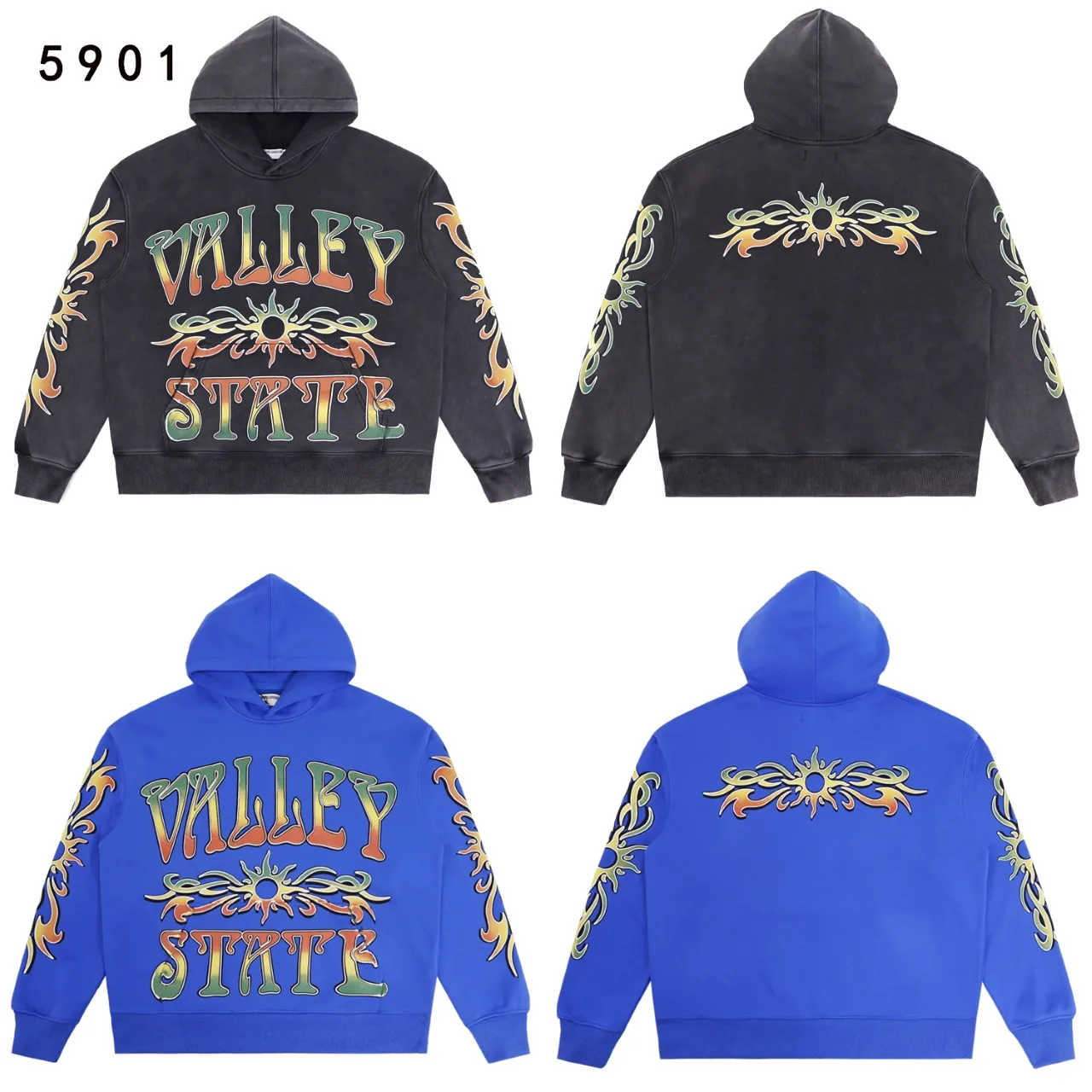 Valley State Graphic Print Washed Hoodie D13512278