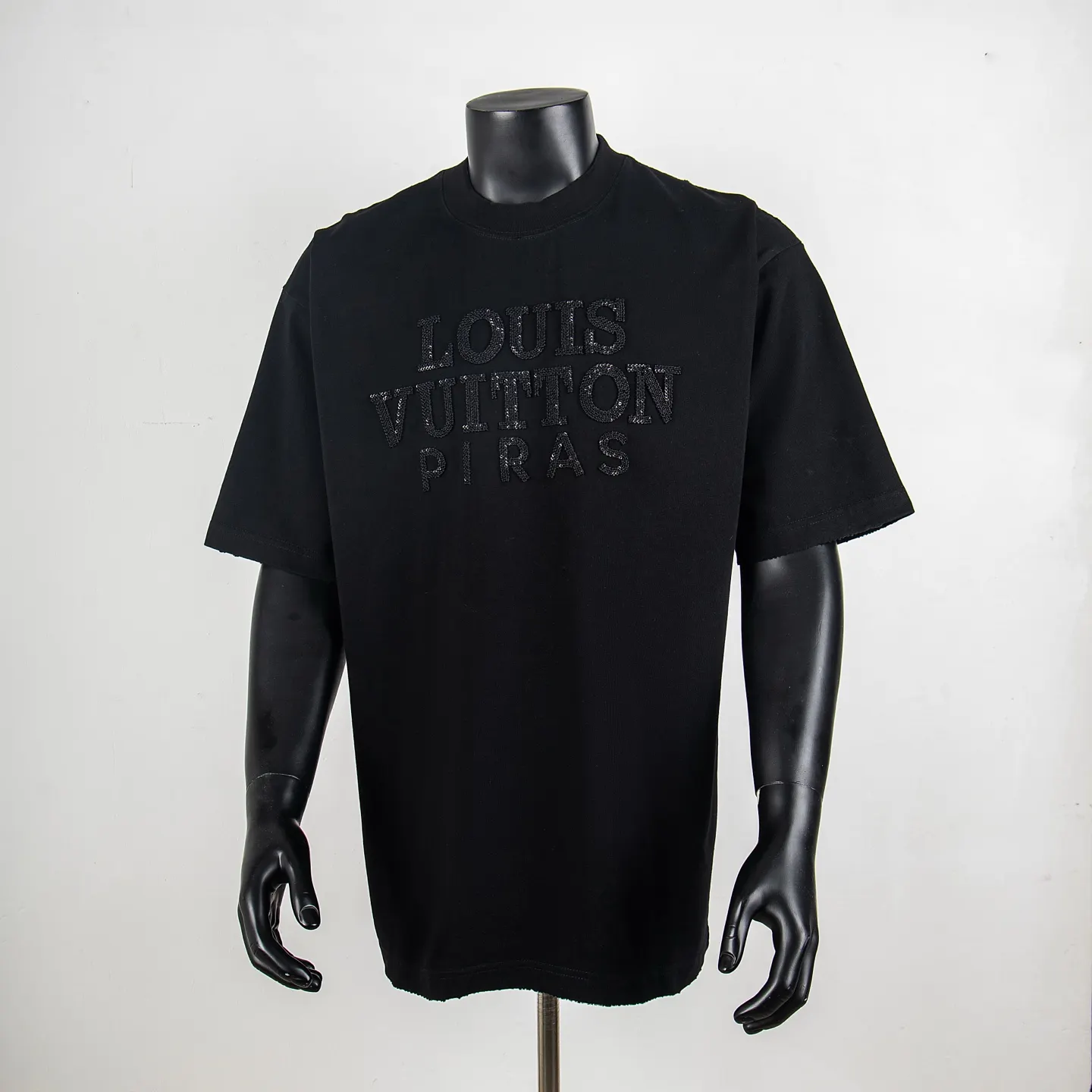 Sequin Logo Embroidered Cotton T-Shirt D12915447