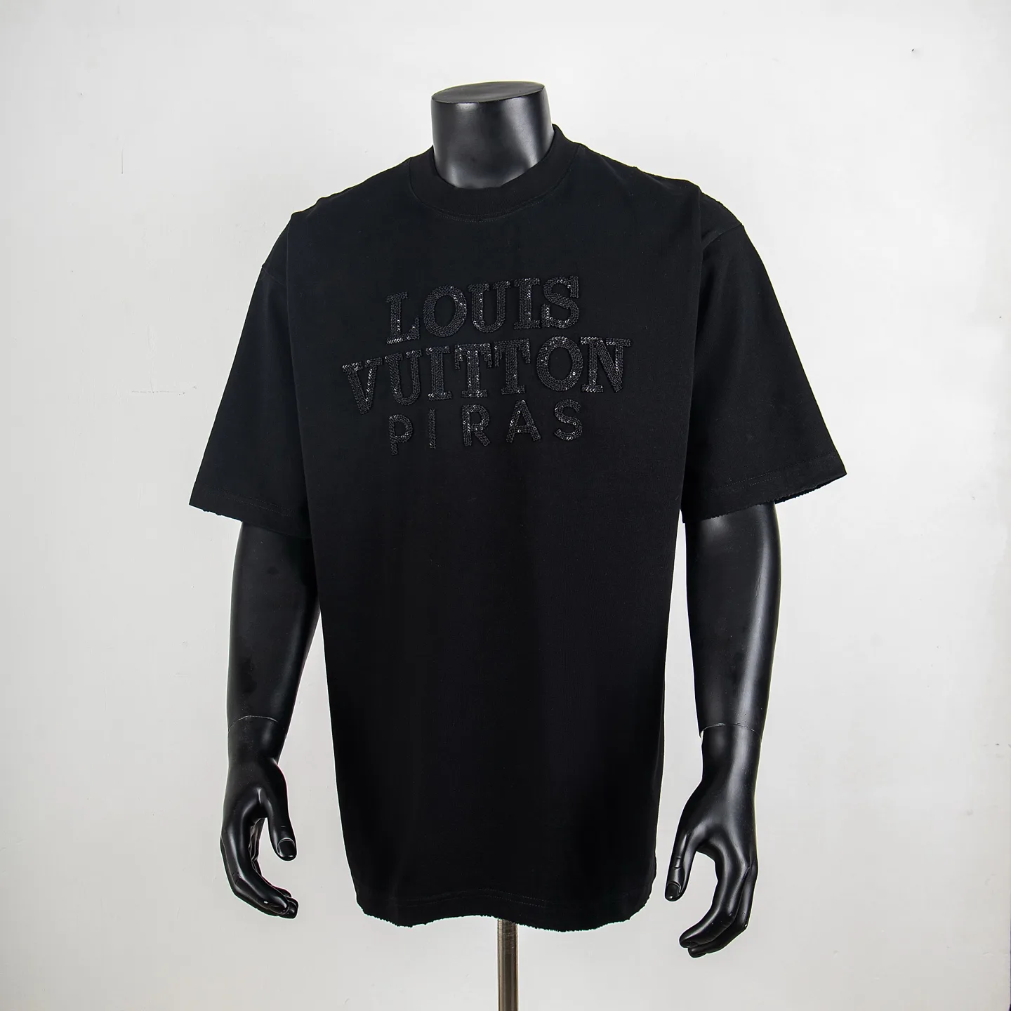 Sequin Logo Embroidered Cotton T-Shirt D12915447