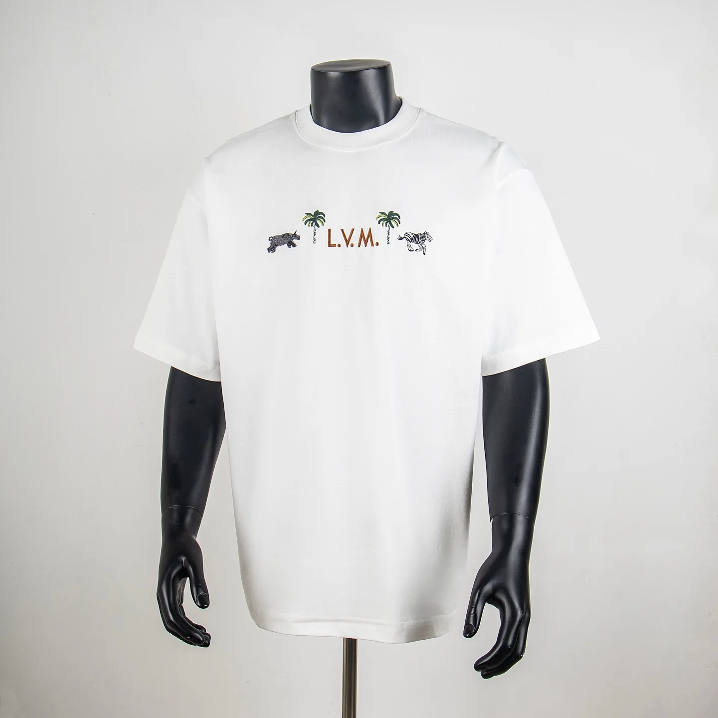 Embroidered Tropical Animal Cotton T-Shirt D11515414