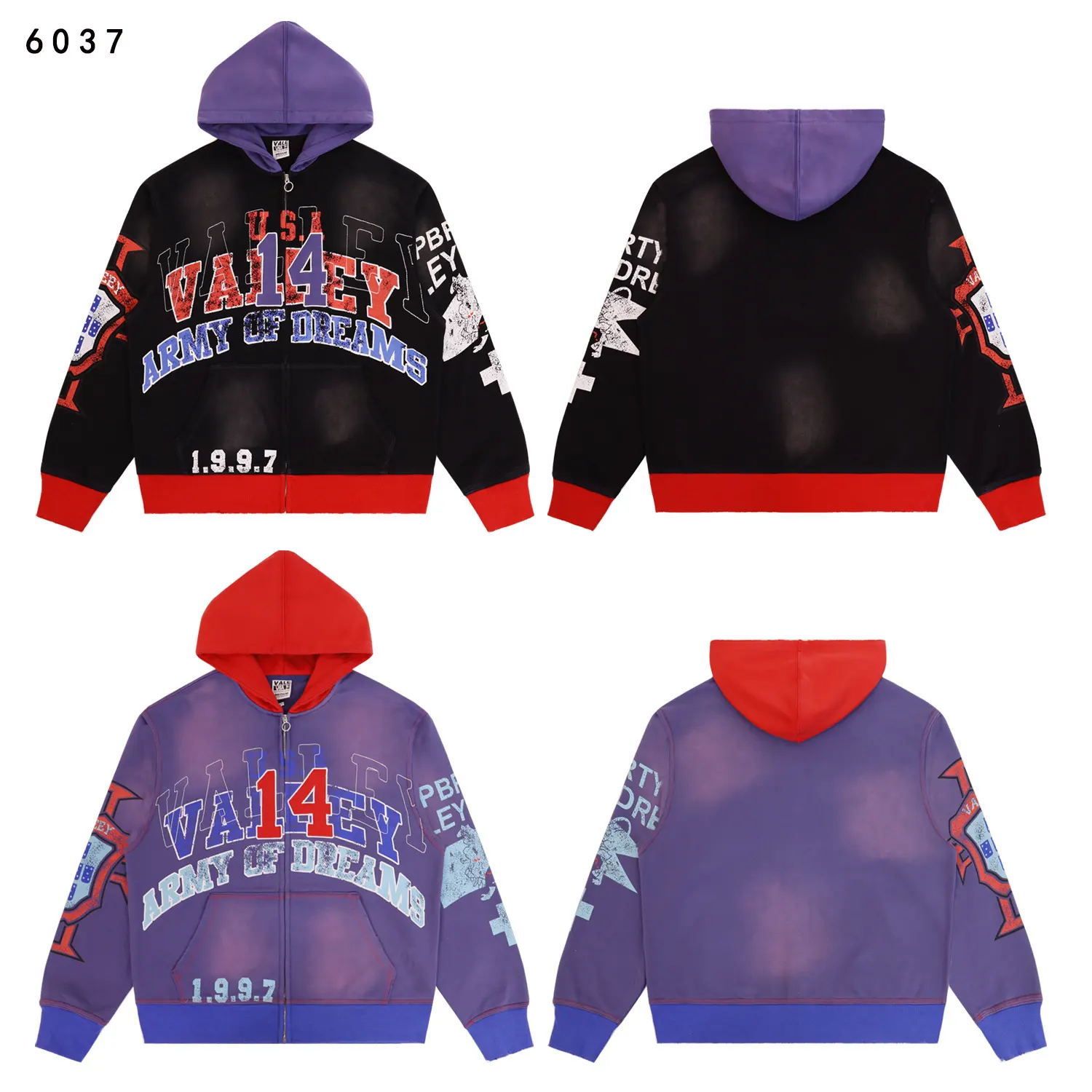 Graphic Print Zip-Up Hoodie D16512252
