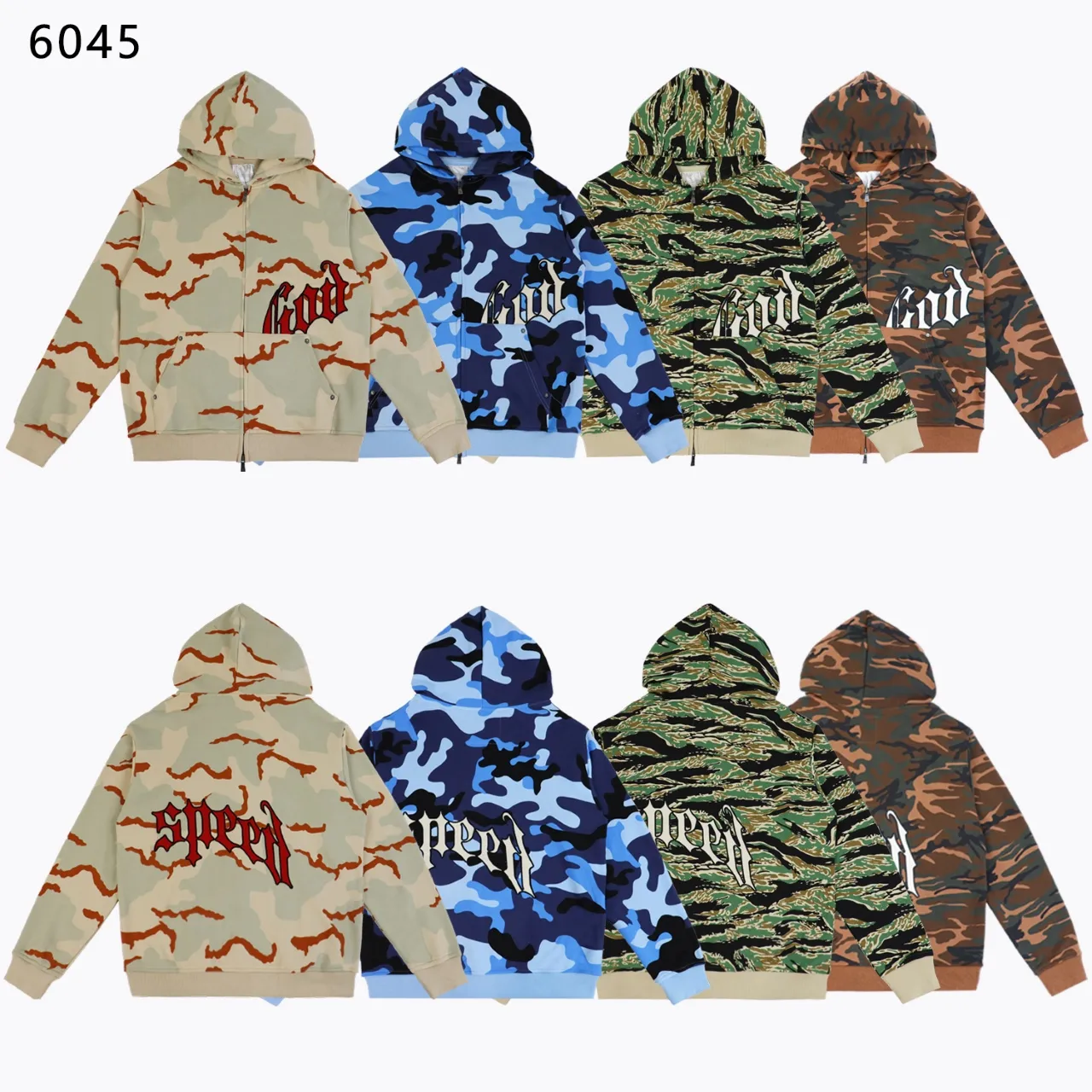 Godspeed Camouflage Embroidered Zip-Up Hoodie D14812237