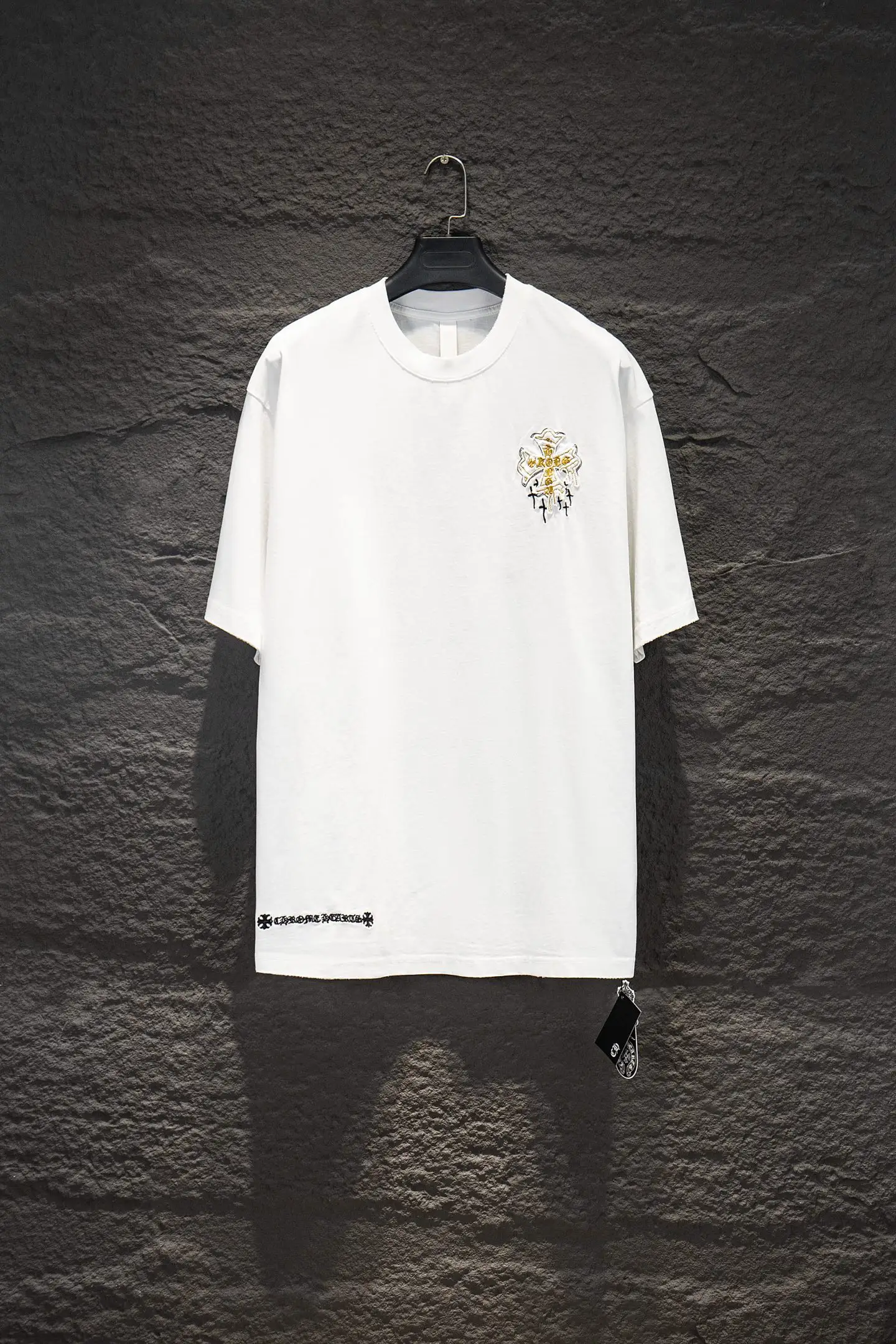 Embroidered Patch Oversized Cotton T-Shirt D14515336