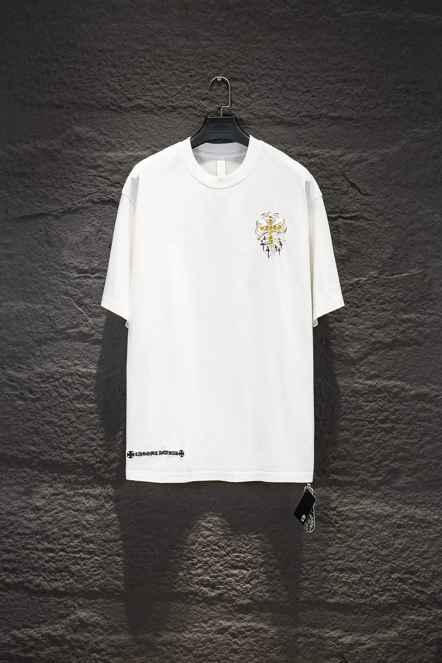 Embroidered Patch Oversized Cotton T-Shirt D14515336