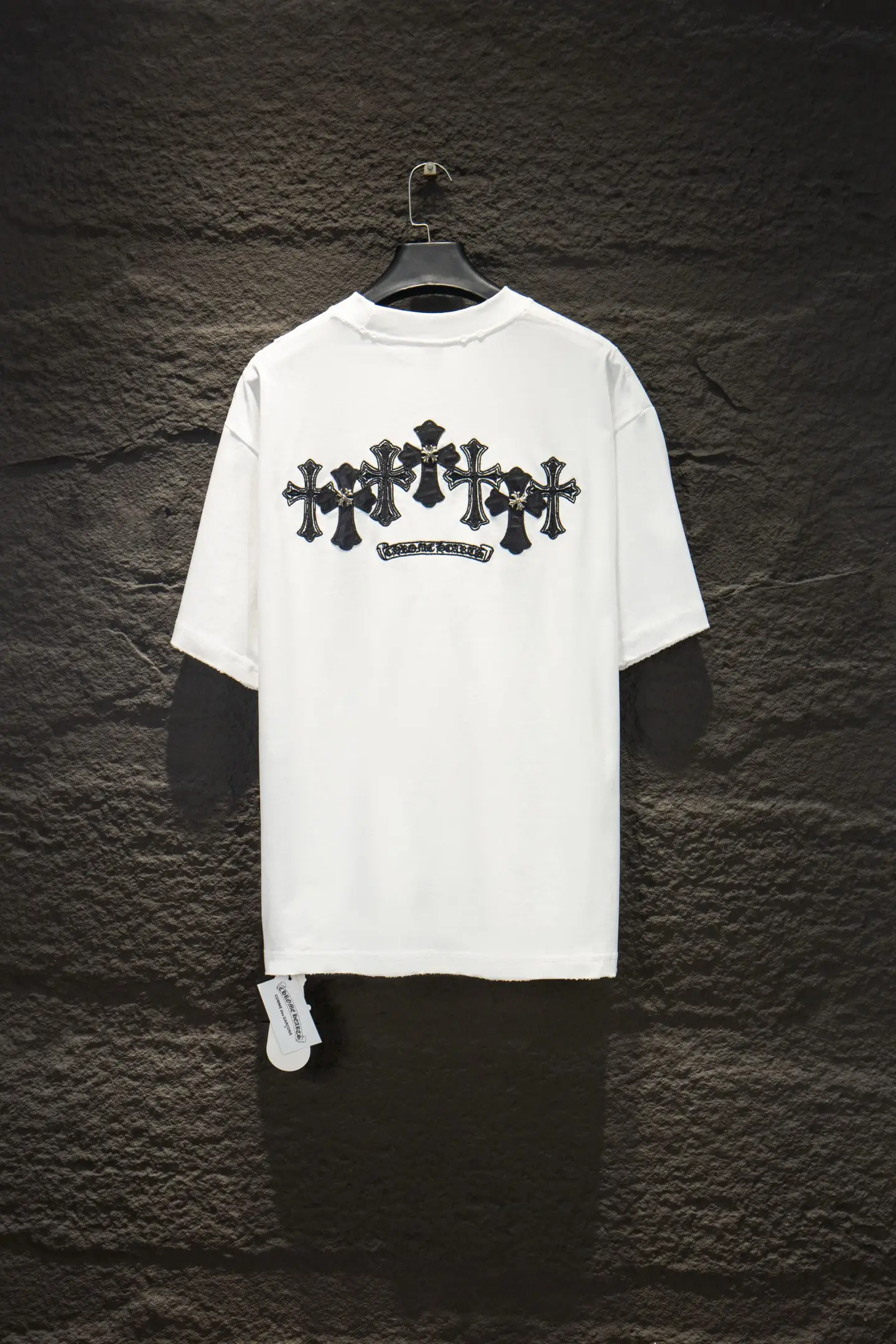 Distressed Embroidered Leather Patch T-Shirt D13515483