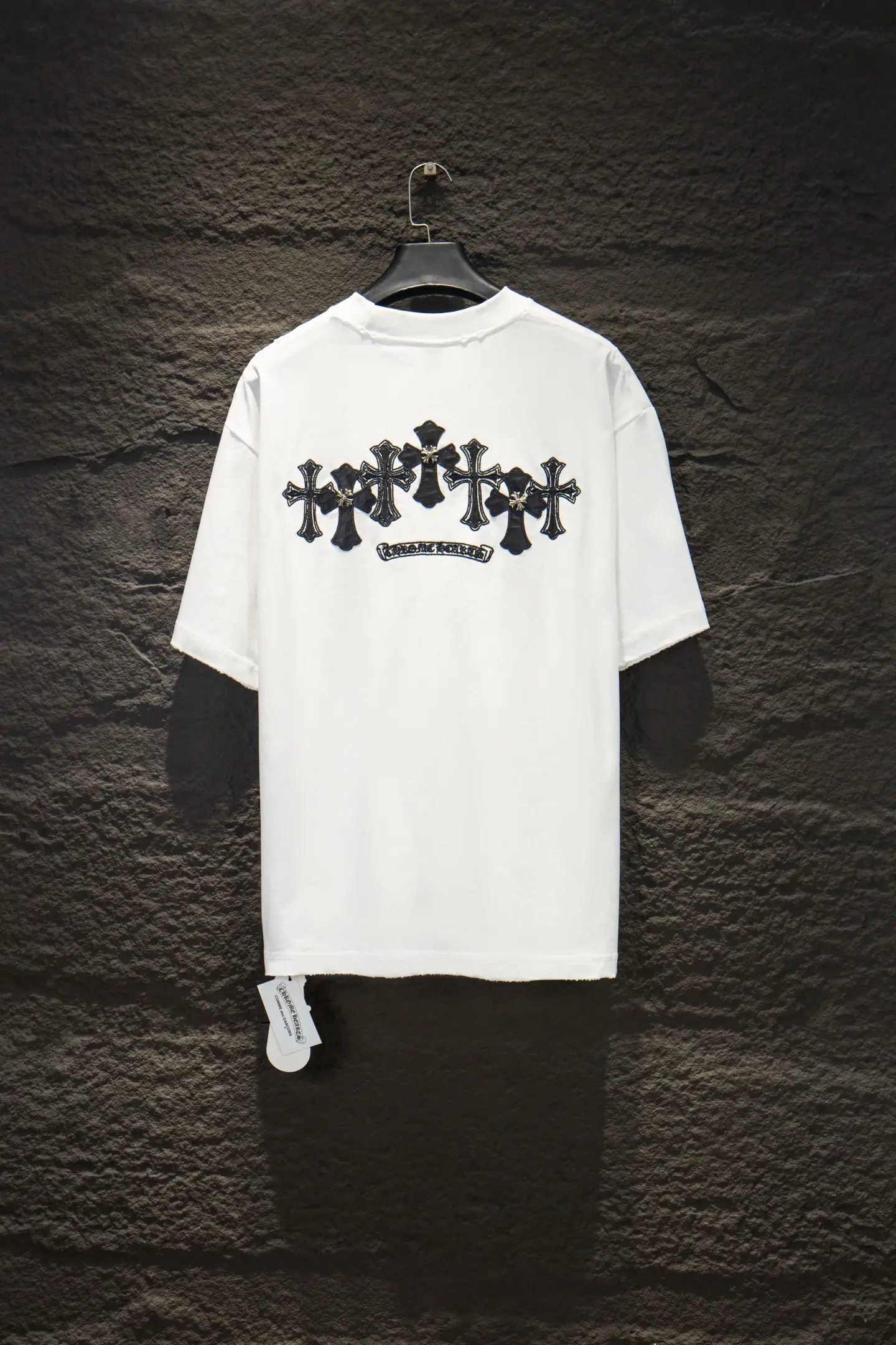 Distressed Embroidered Leather Patch T-Shirt D13515483