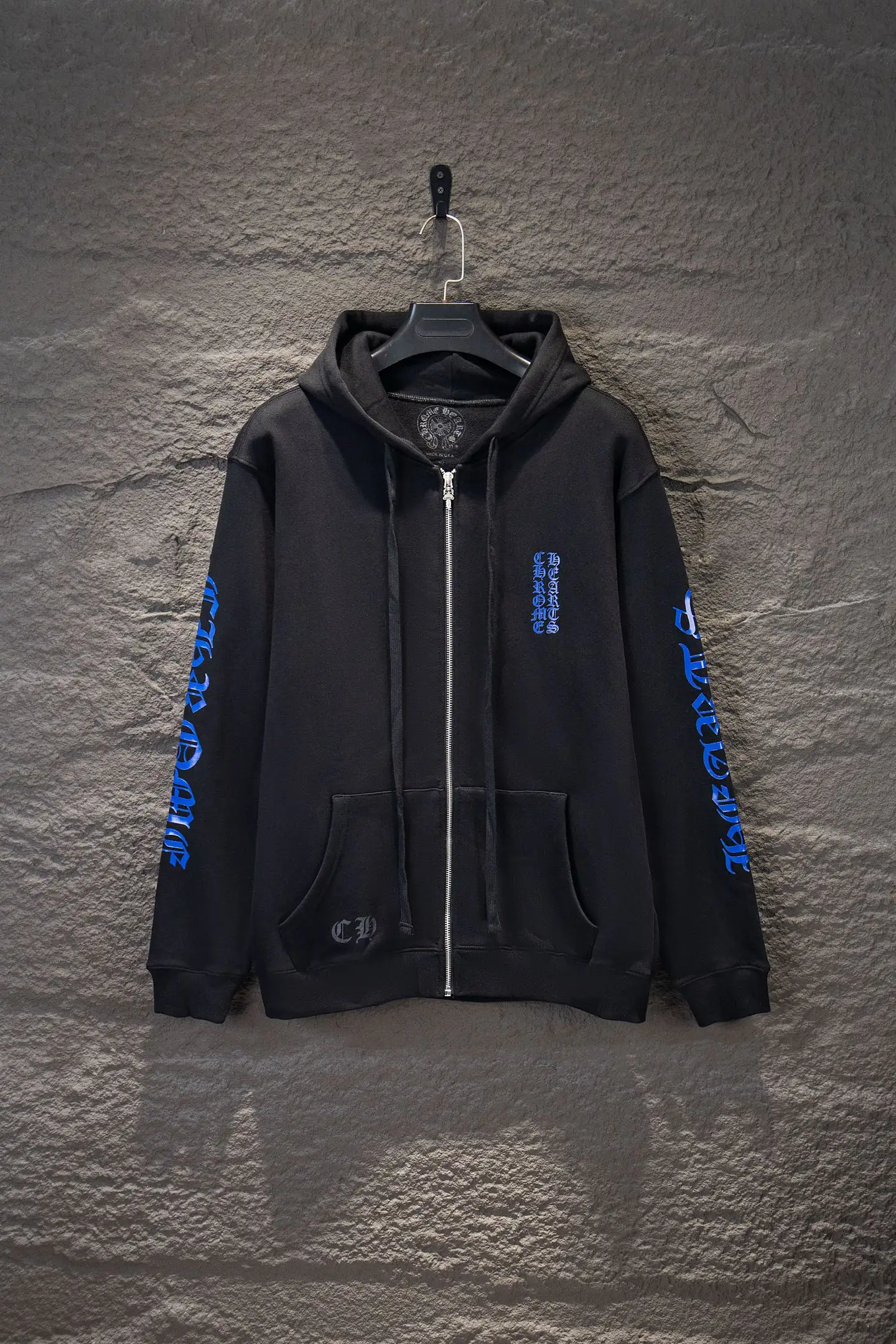Logo Print Zip-Up Cotton Hoodie D22924215