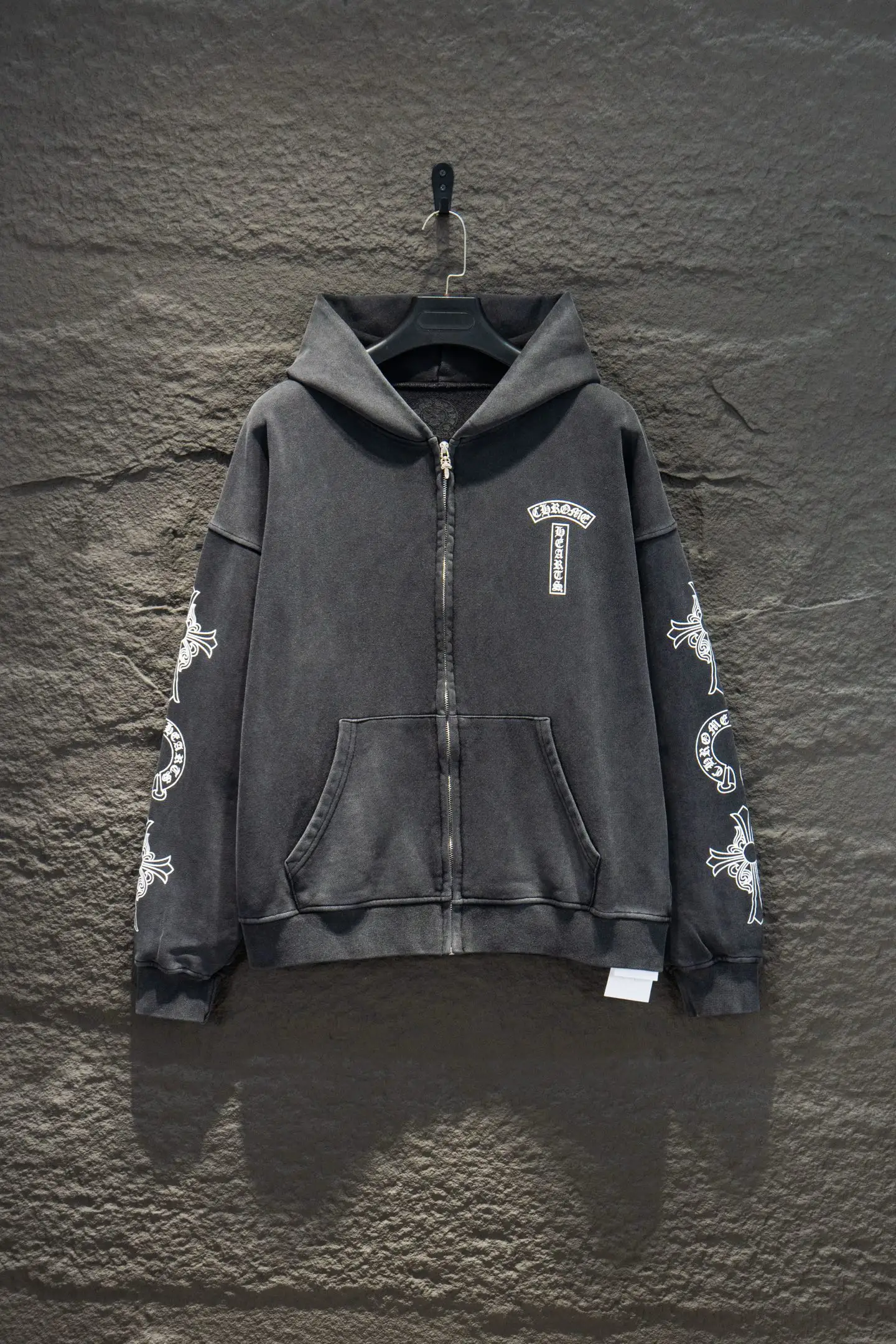 Logo-Print Washed Cotton Zip-Up Hoodie D23524206