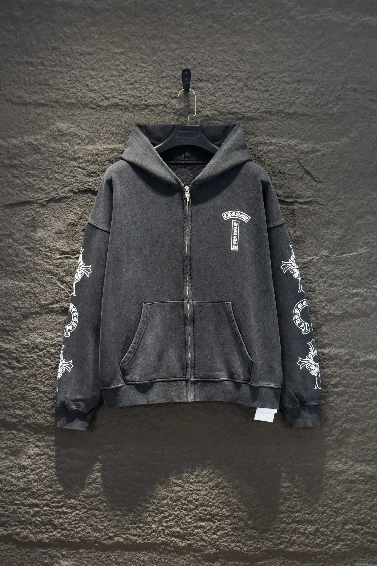 Logo-Print Washed Cotton Zip-Up Hoodie D23524206