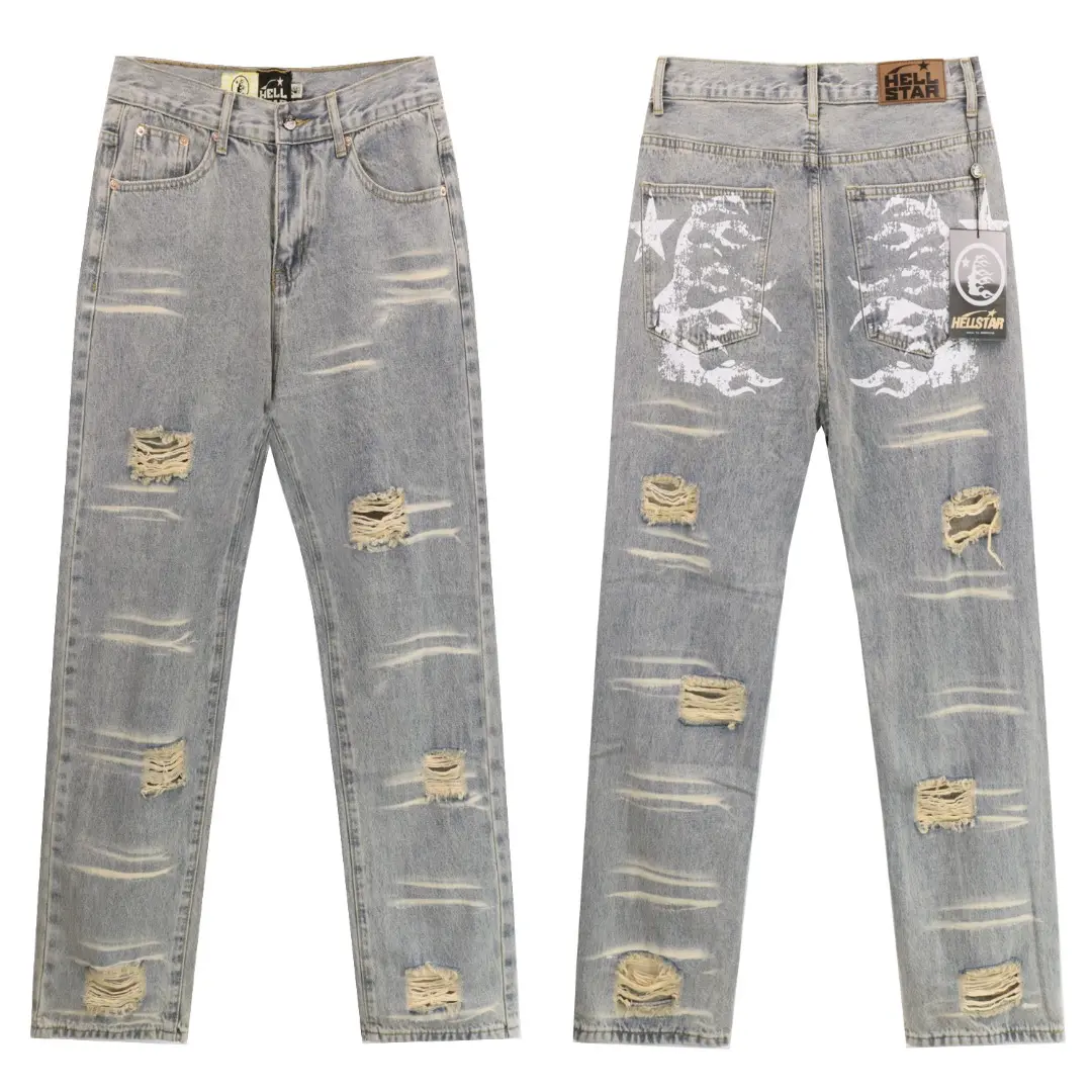 Hellstar Distressed Printed Straight-Leg Jeans D12812266