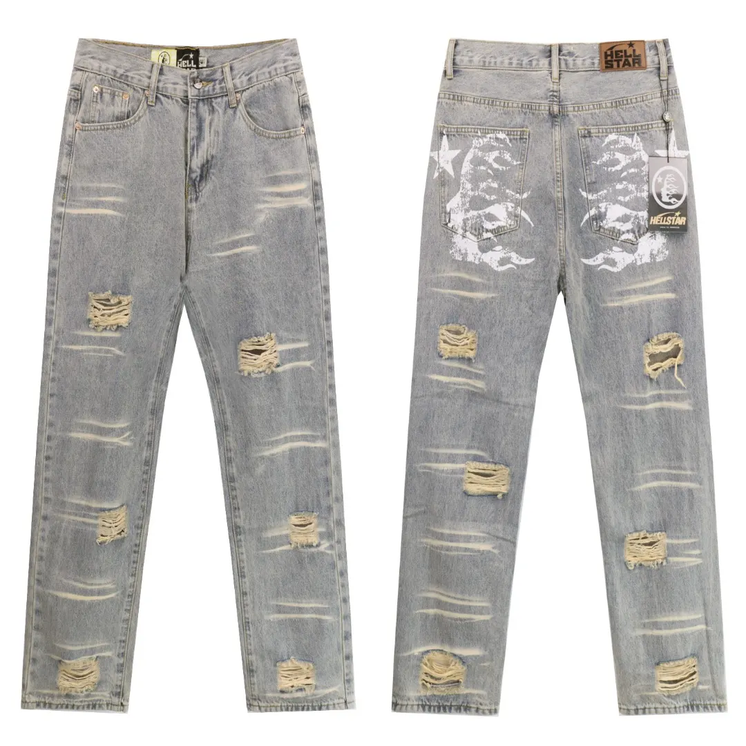 Hellstar Distressed Printed Straight-Leg Jeans D12812266