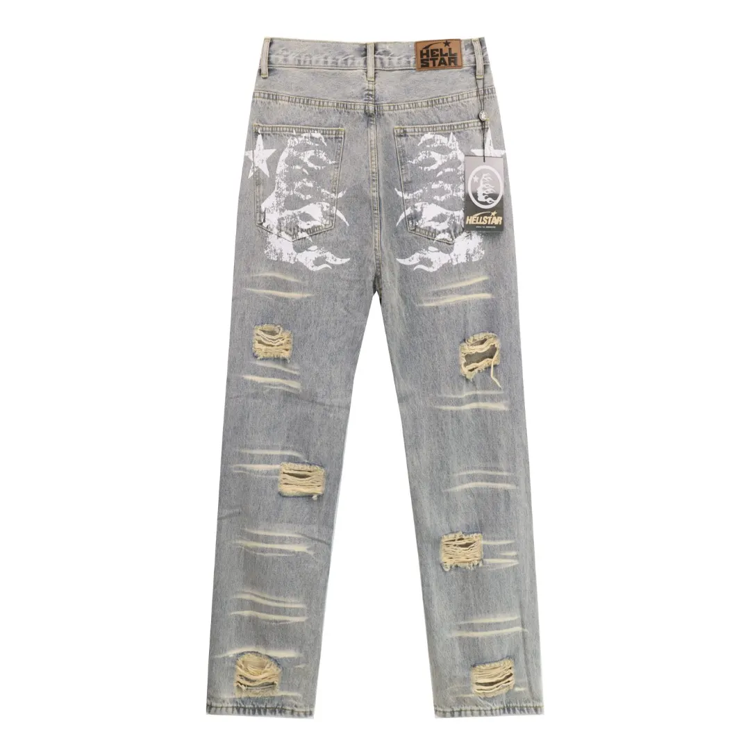Hellstar Distressed Printed Straight-Leg Jeans D12812266 — view 3
