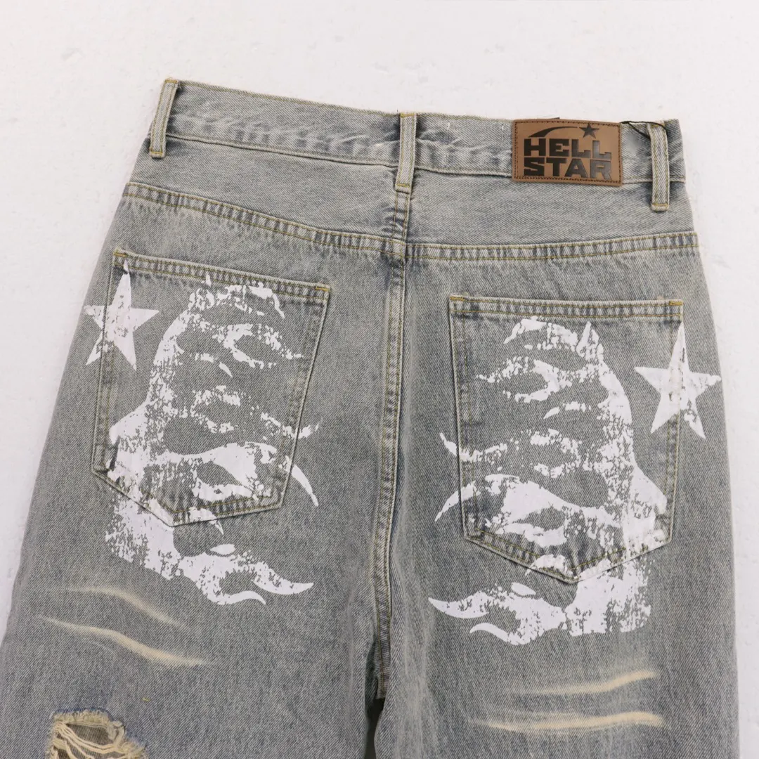 Hellstar Distressed Printed Straight-Leg Jeans D12812266 — view 9