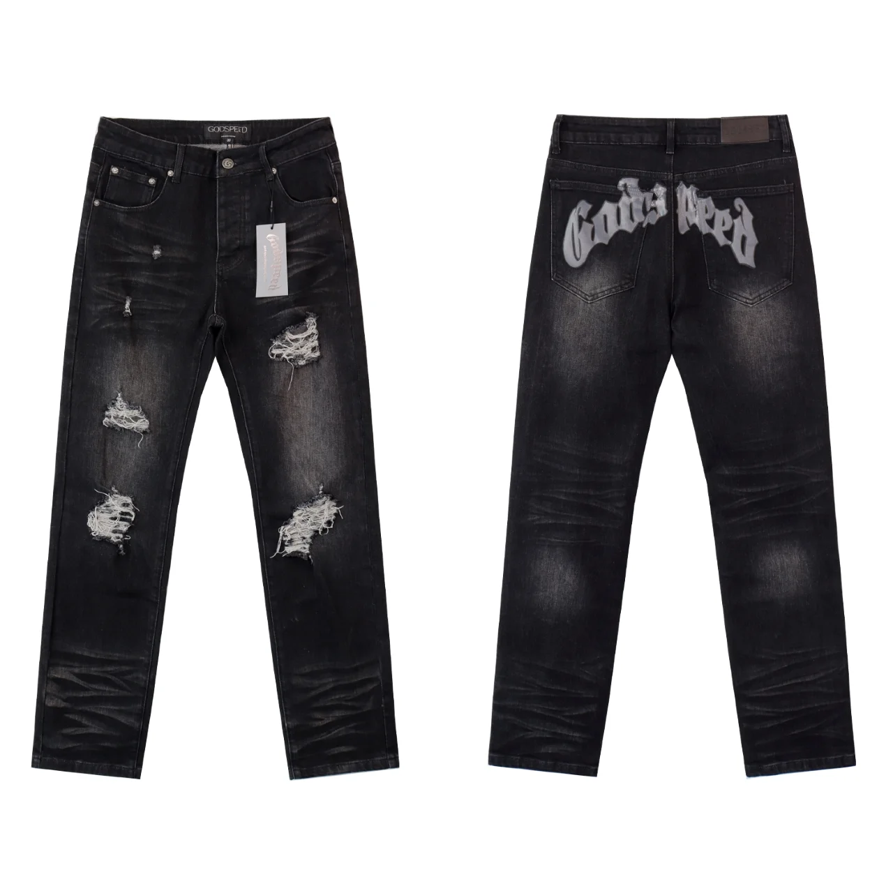Godspeed Distressed Straight-Leg Jeans D13012265 — view 2