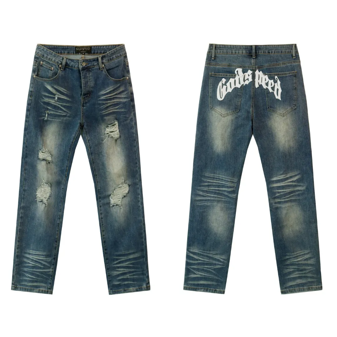 Godspeed Distressed Straight-Leg Jeans D13012265 — view 3