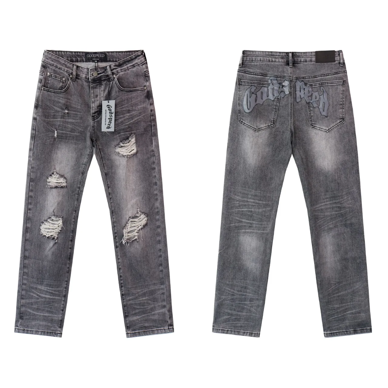 Godspeed Distressed Straight-Leg Jeans D13012265 — view 4