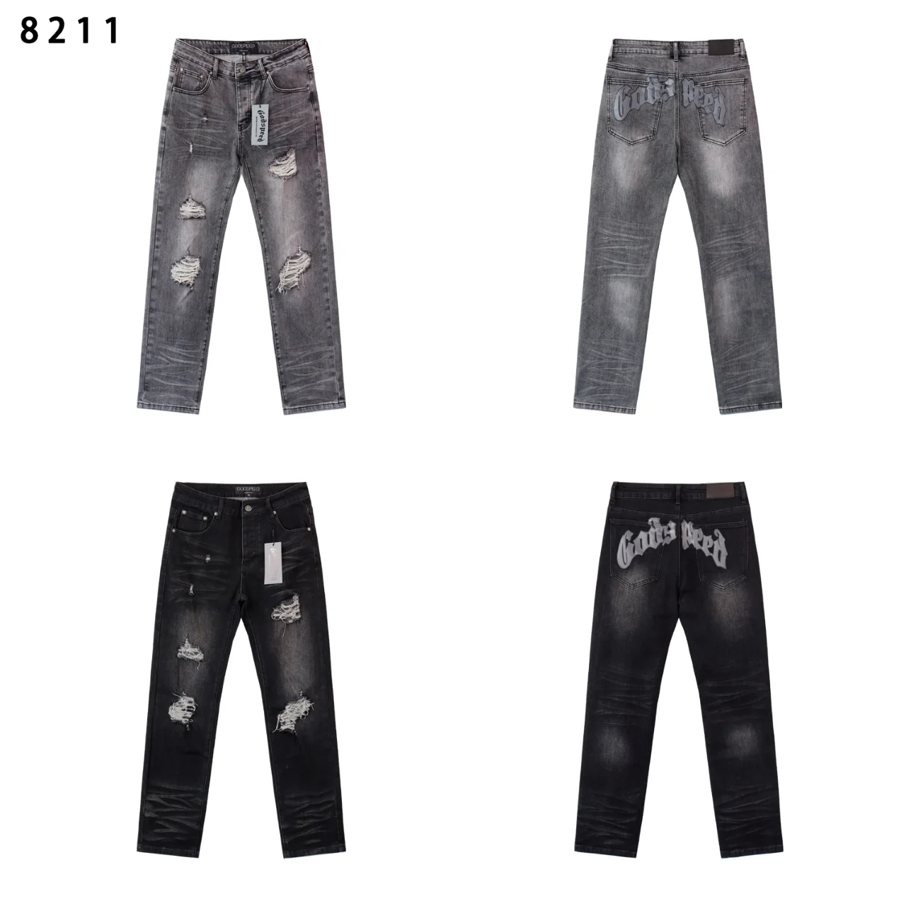 Godspeed Distressed Straight-Leg Jeans D13012265 — view 6