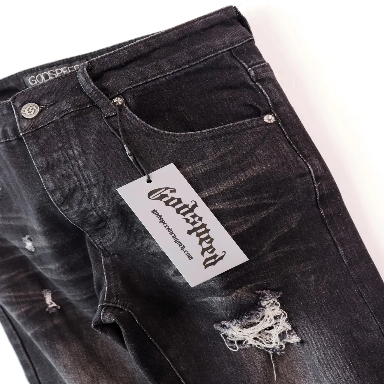 Godspeed Distressed Straight-Leg Jeans D13012265 — view 7
