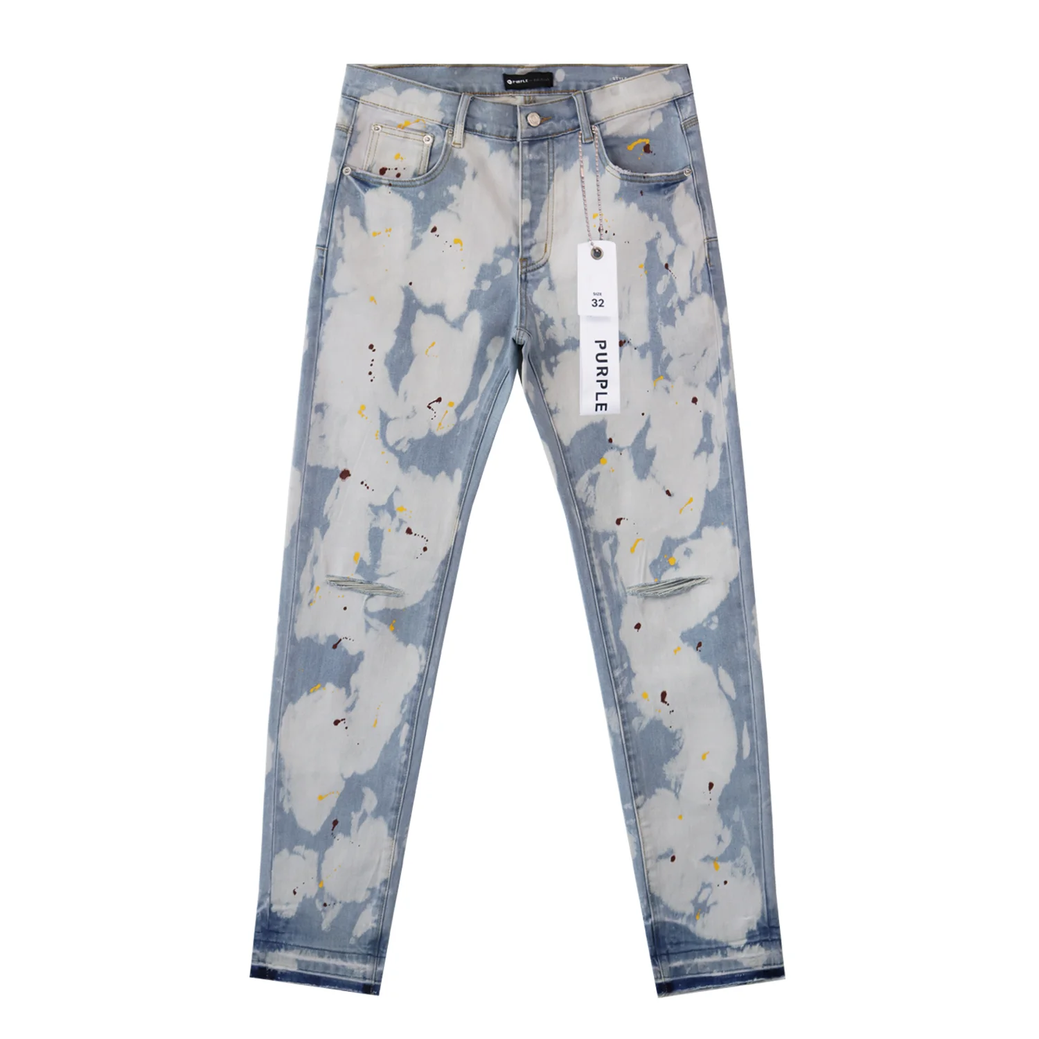 Distressed Paint-Splatter Slim-Fit Jeans D13512263 — view 3