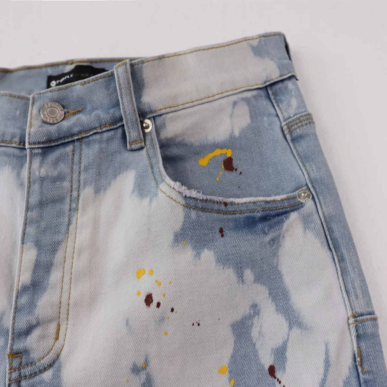 Distressed Paint-Splatter Slim-Fit Jeans D13512263 — view 5