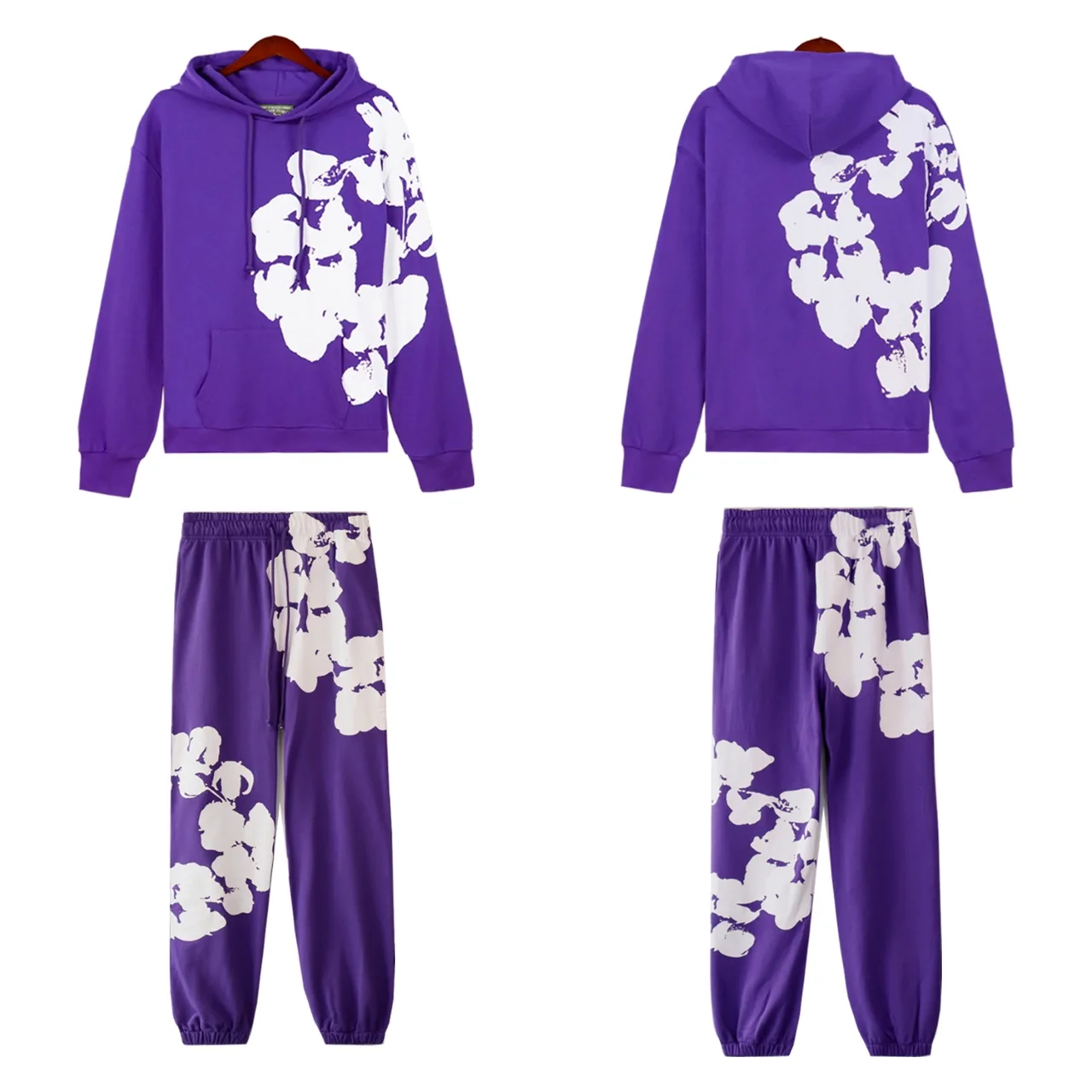 Cotton-Wreath Print Fleece Tracksuit D12212276