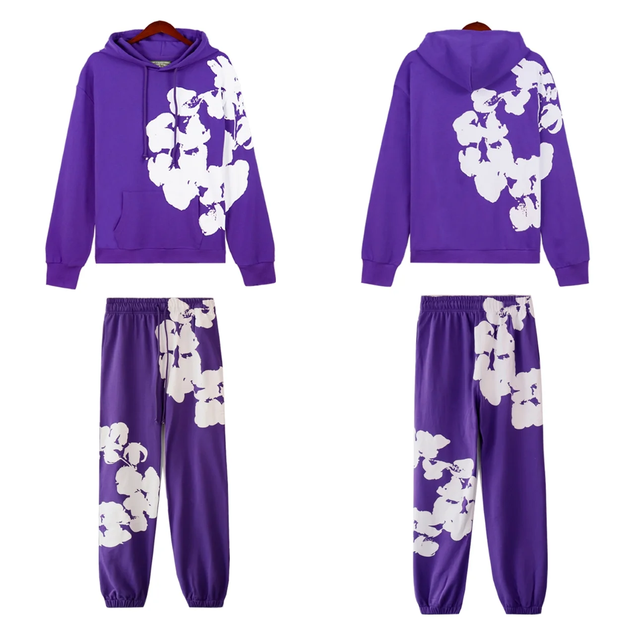 Cotton-Wreath Print Fleece Tracksuit D12212276