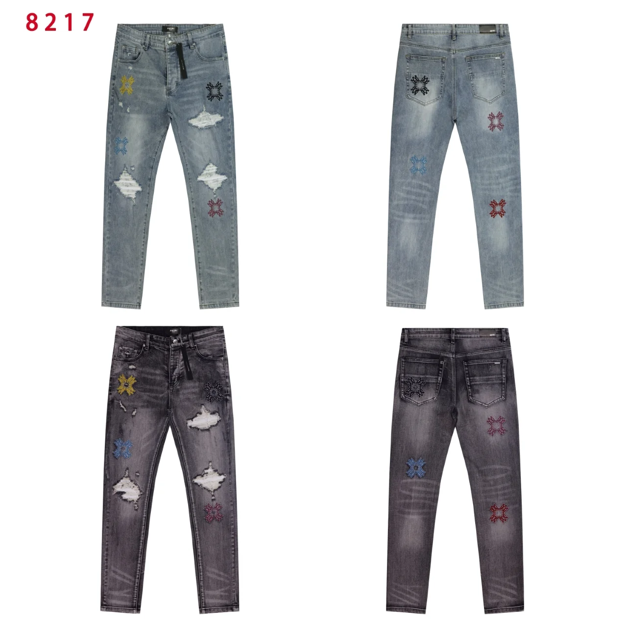Sinners Embroidered Distressed Slim-Fit Jeans D13312210