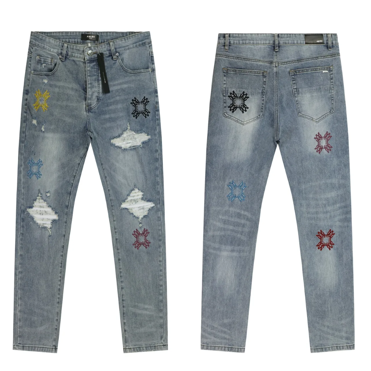 Sinners Embroidered Distressed Slim-Fit Jeans D13312210 — view 2