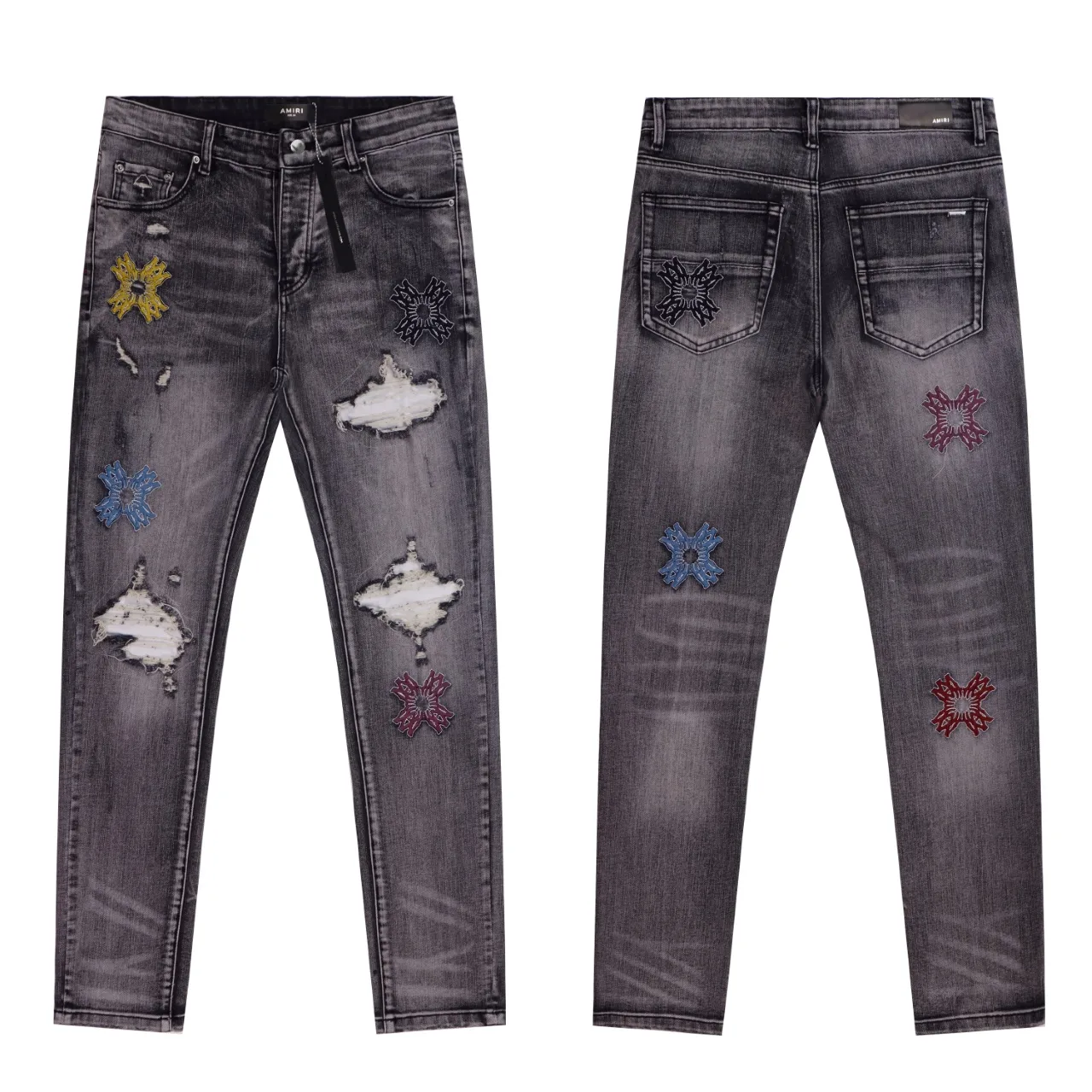 Sinners Embroidered Distressed Slim-Fit Jeans D13312210 — view 3