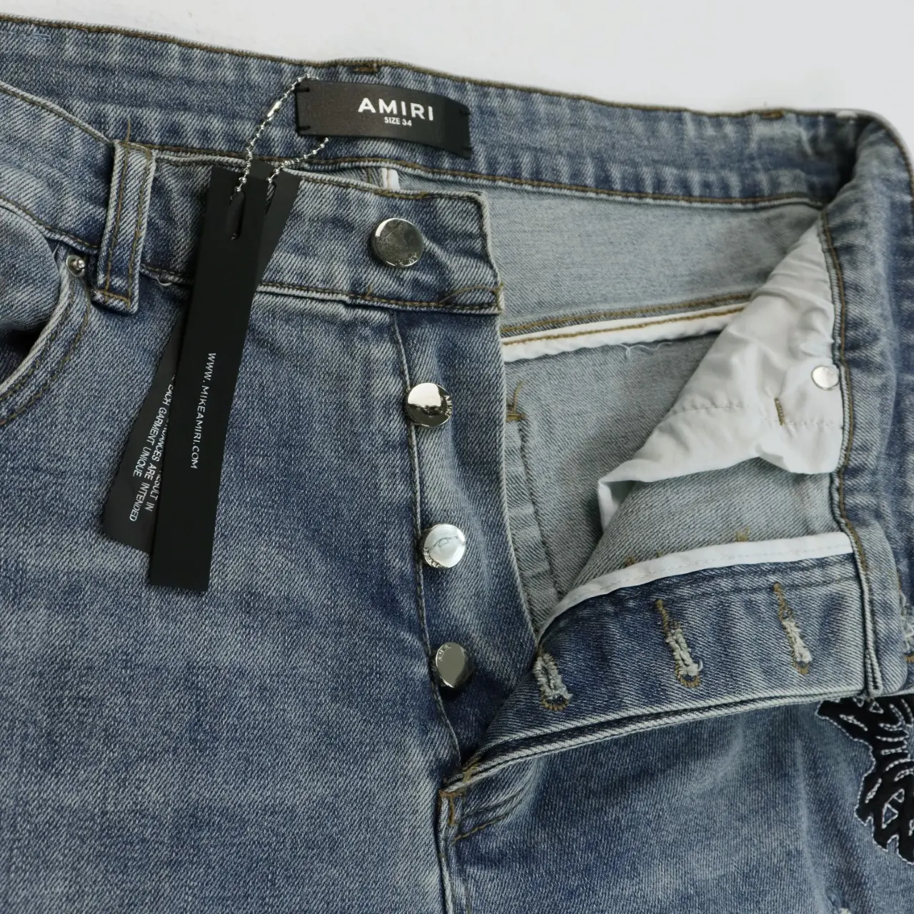 Sinners Embroidered Distressed Slim-Fit Jeans D13312210 — view 6
