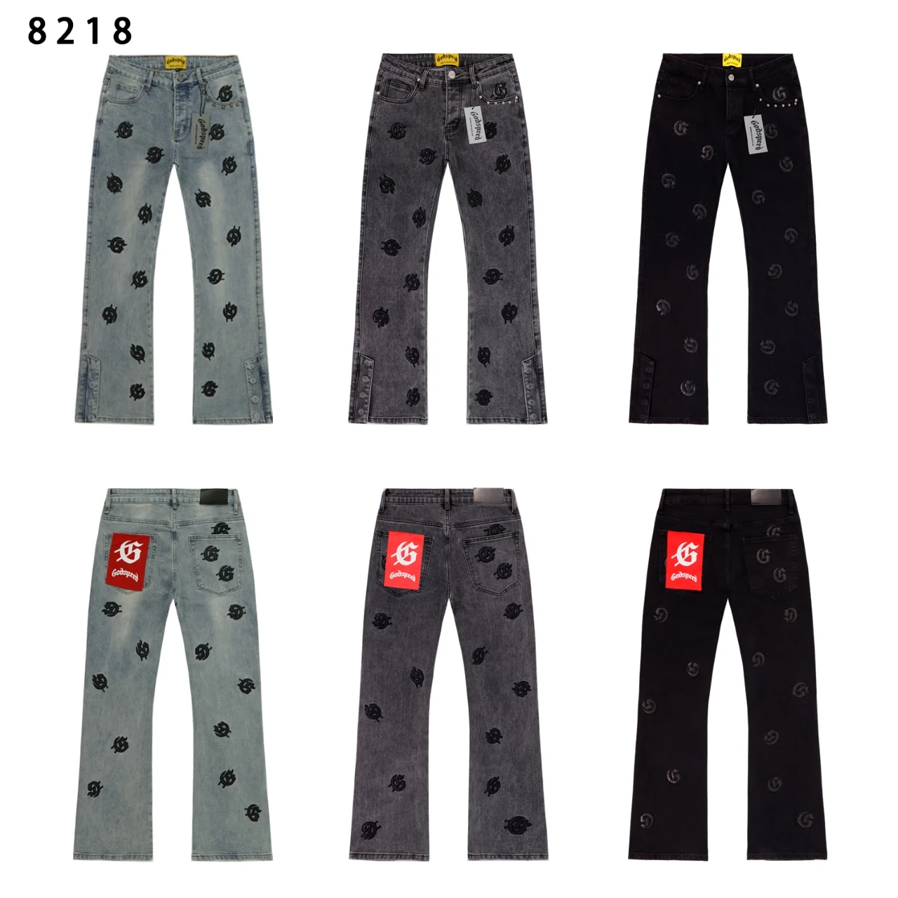 Godspeed Embroidered Flared Denim Jeans D14812262 — view 3