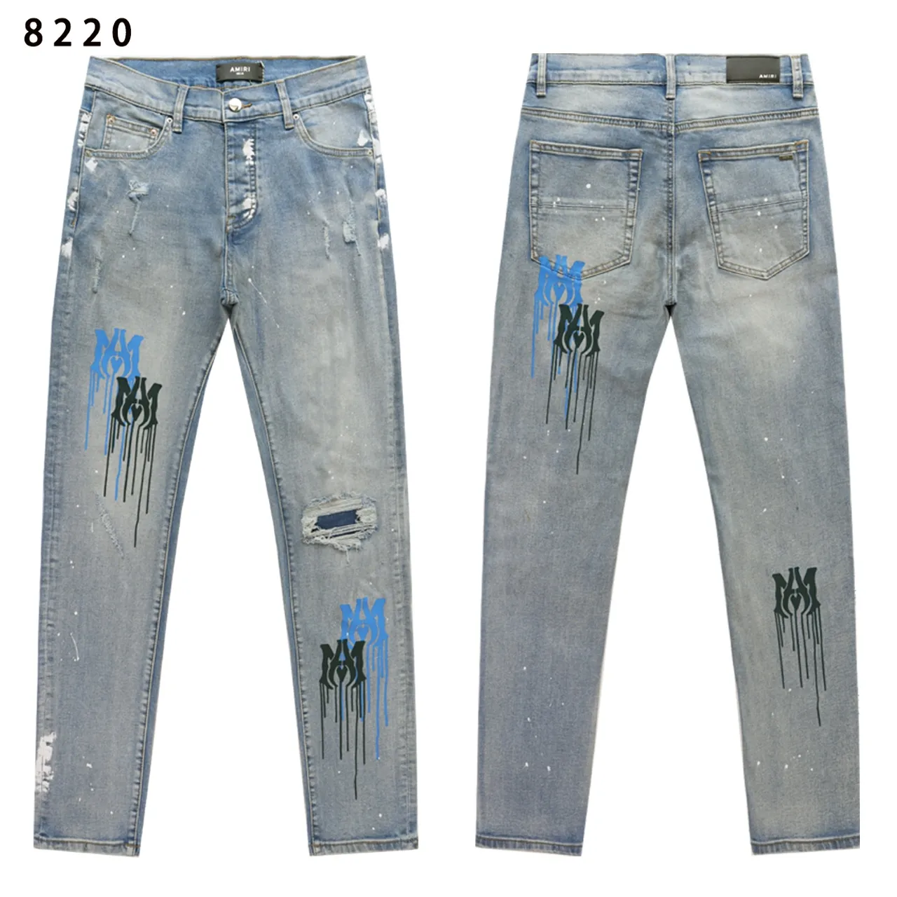 Distressed Graphic Print Slim-Fit Jeans D13512257 — view 2